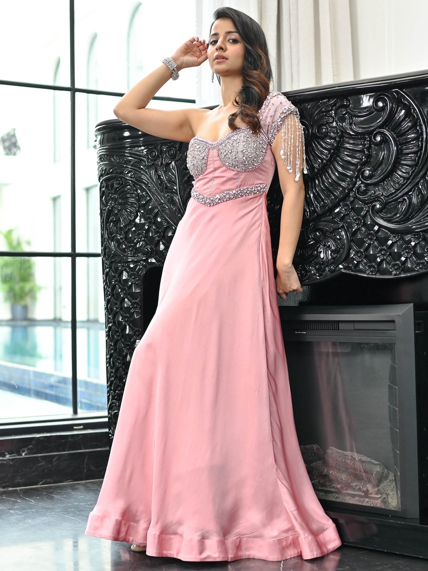 Crystal Couture Pink Long Ball Gown