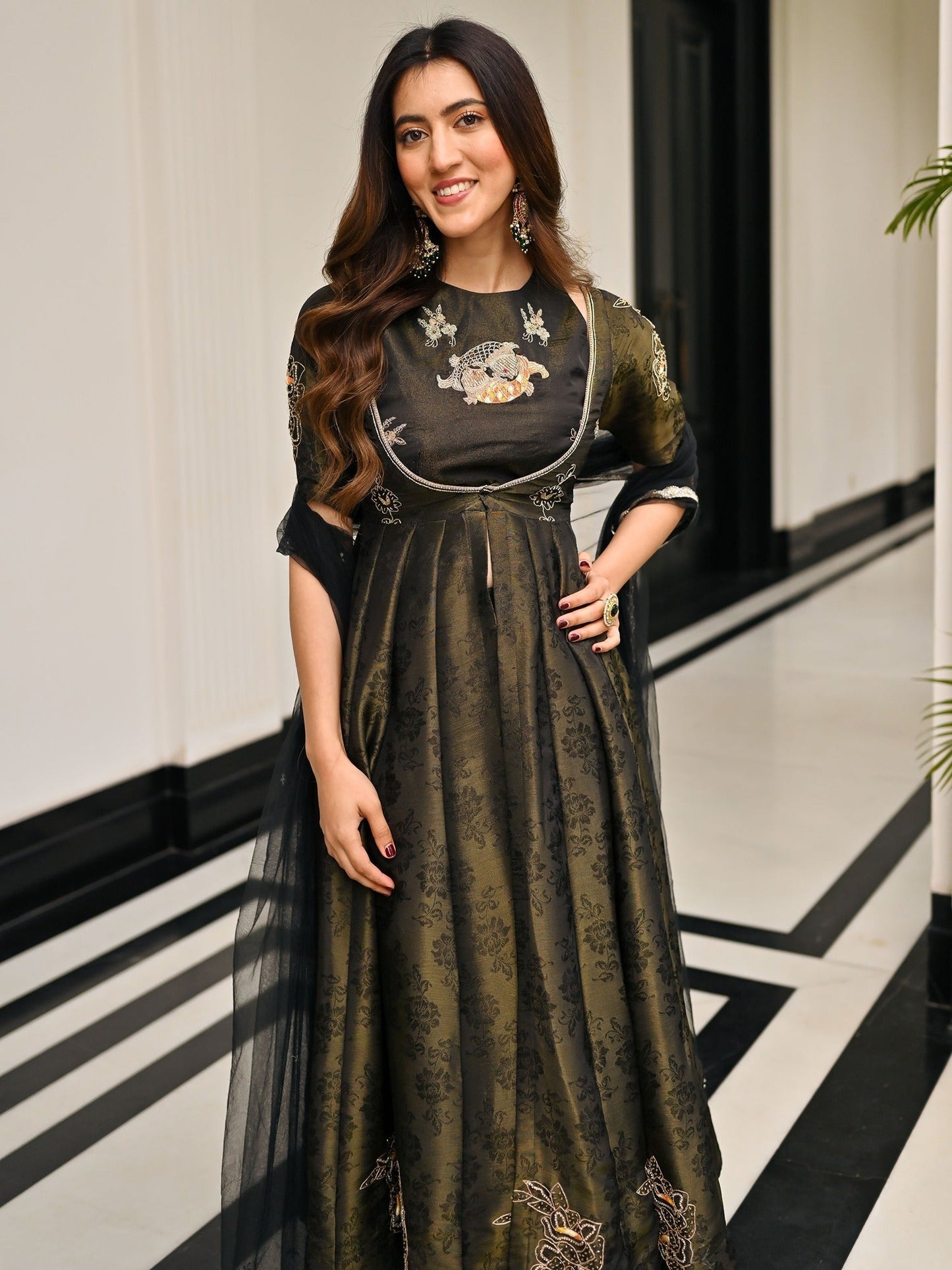 The Royals Black Anarkali Set