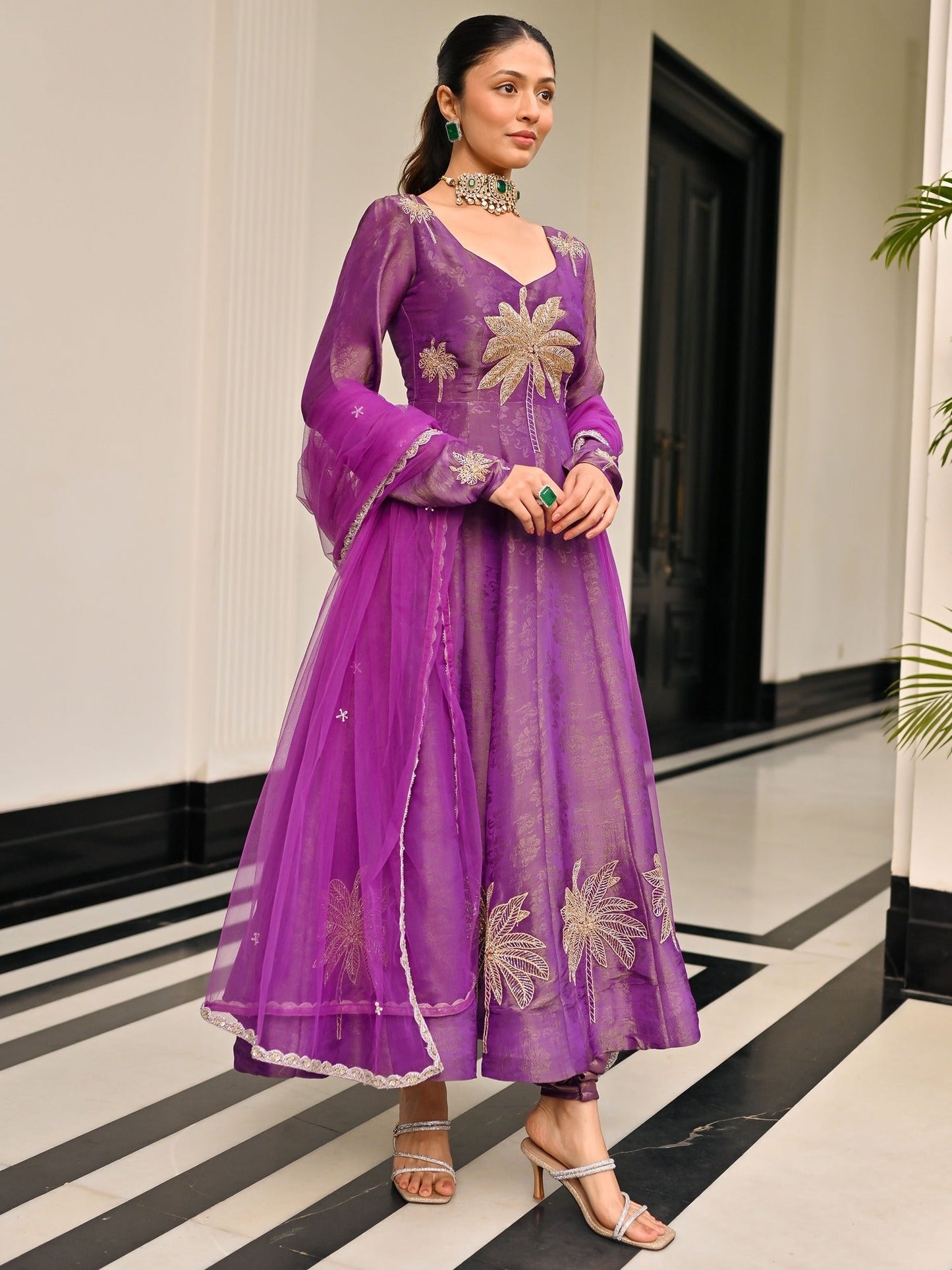 The Royals Purple Anarkali Set