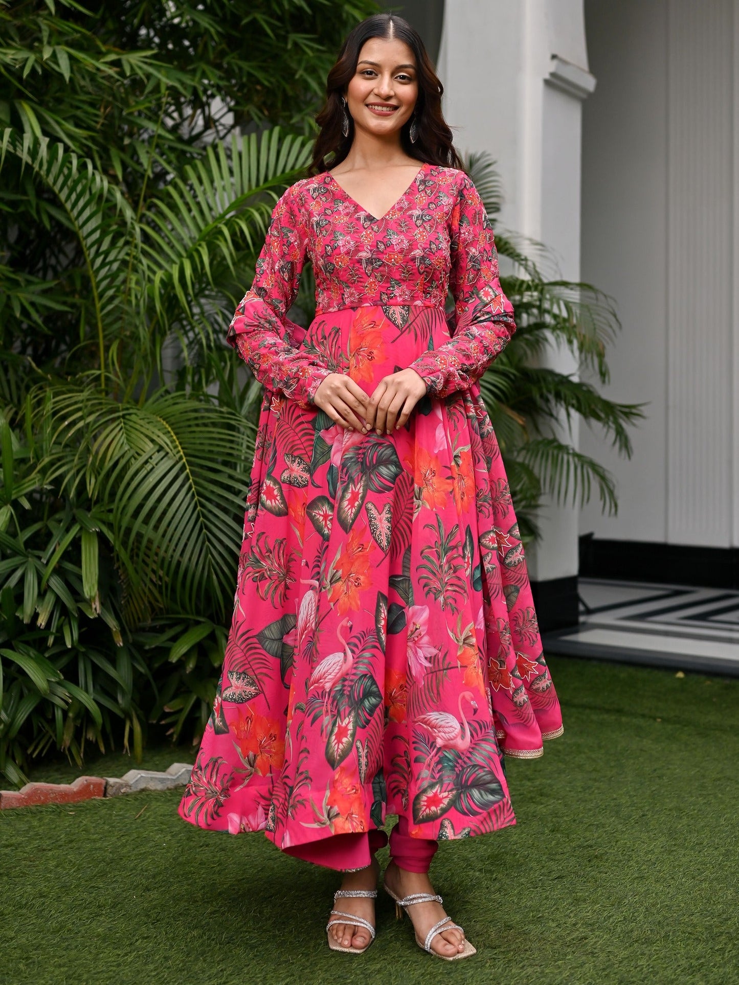 Tropical Radiance Pink Anarkali set