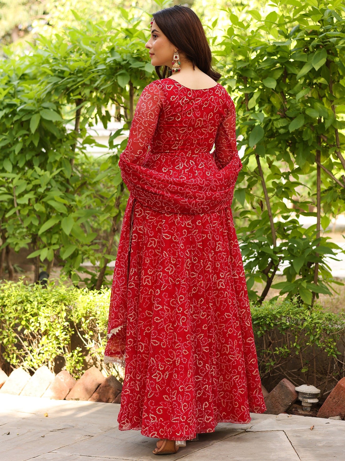 BHANDHEJ BAAGH Red Anarkali