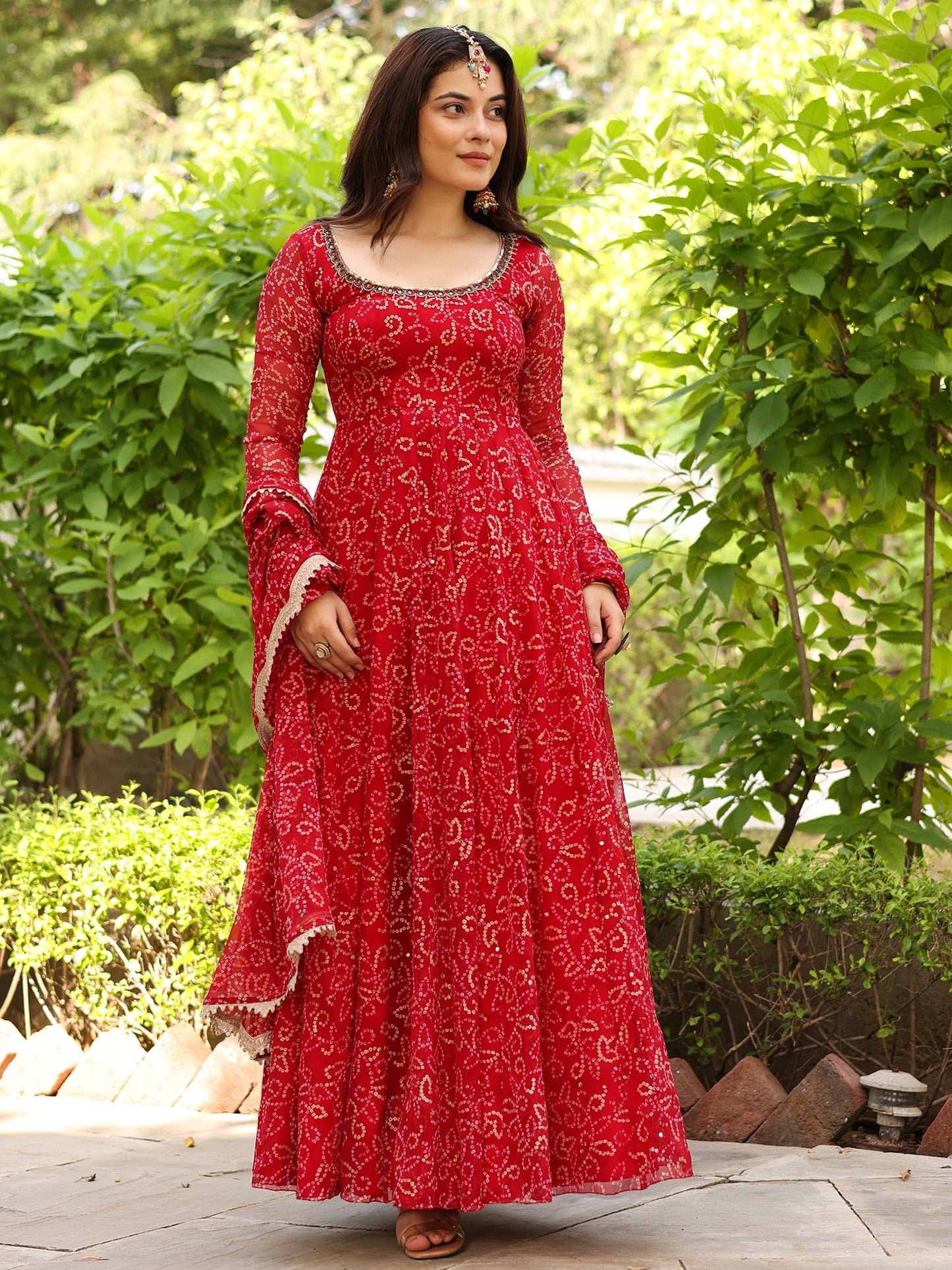 BHANDHEJ BAAGH Red Anarkali