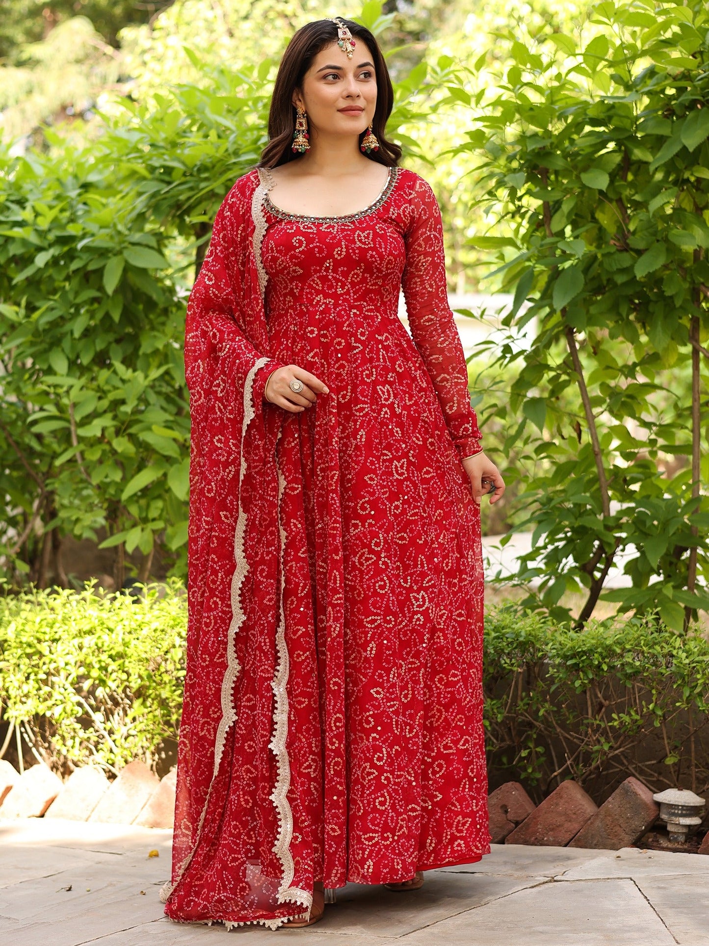 BHANDHEJ BAAGH Red Anarkali
