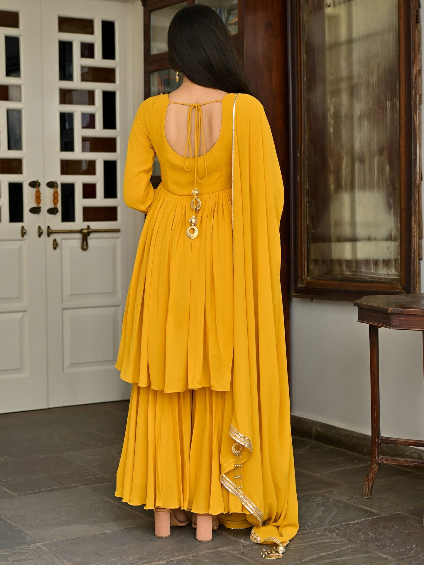 Yellow Handwork Sharara Set