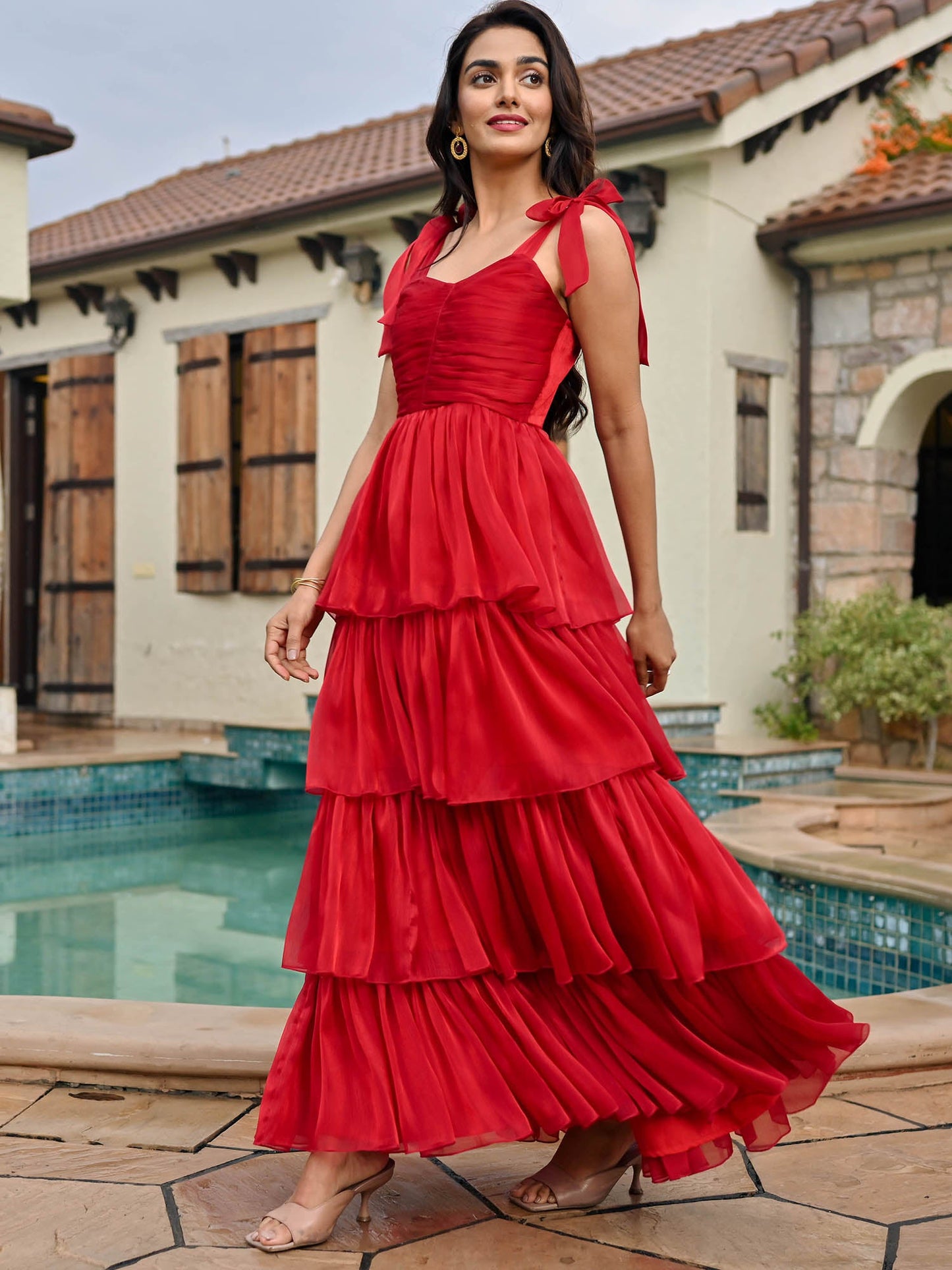 Amica Red Tier Dress