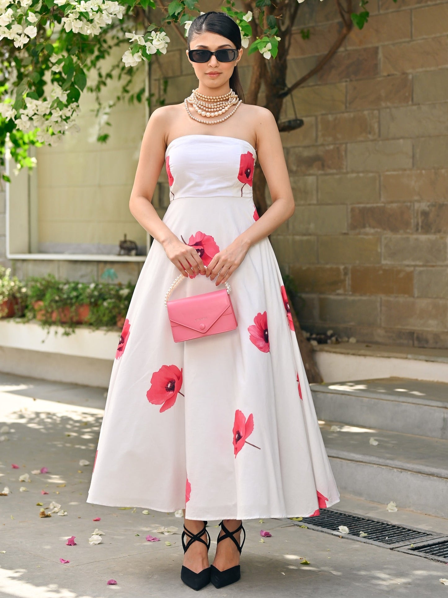 White Floral Tube Dress