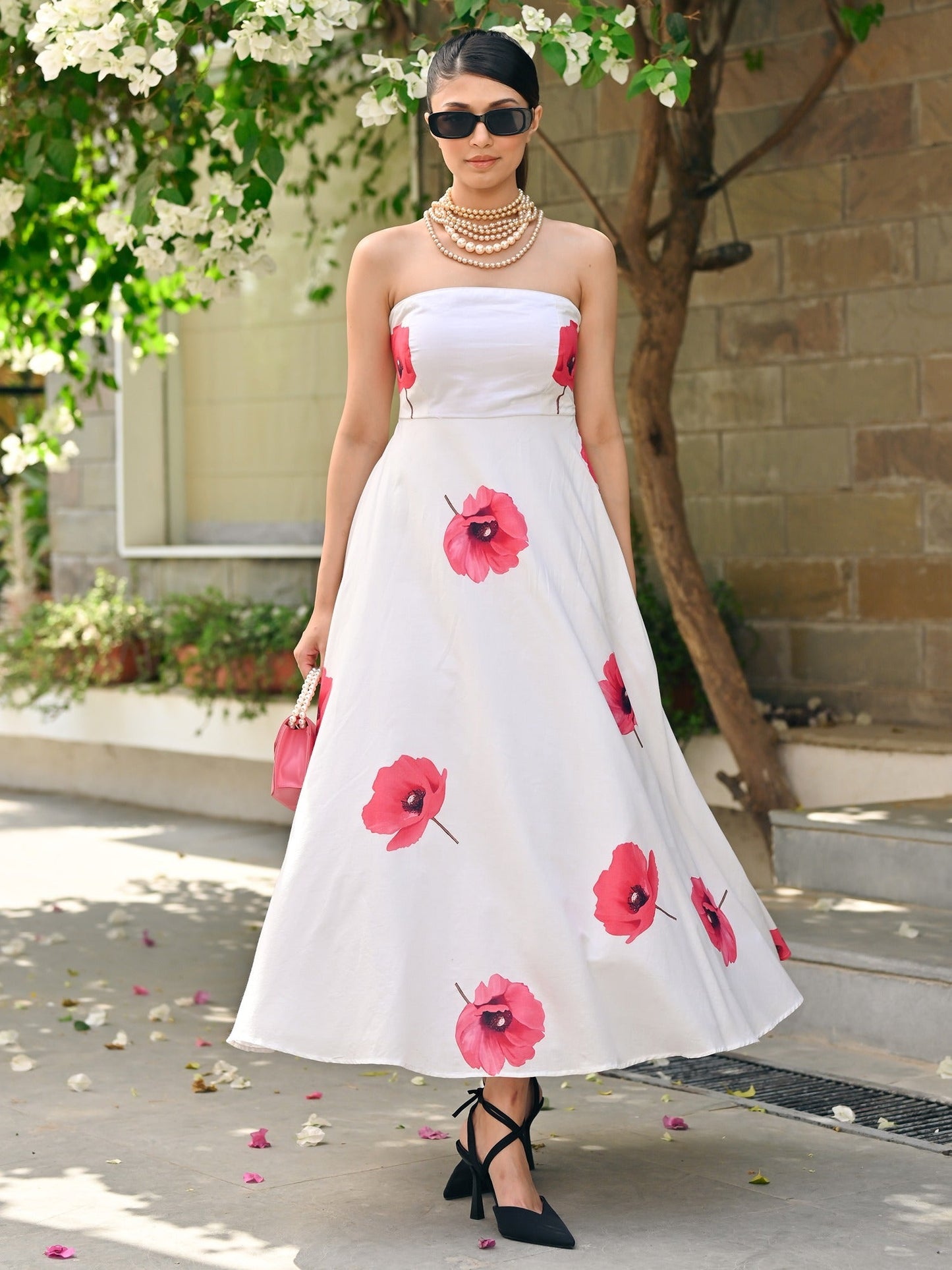 White Floral Tube Dress
