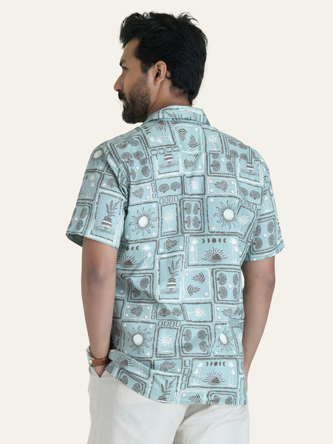 Blue Printed Cotton Shirt