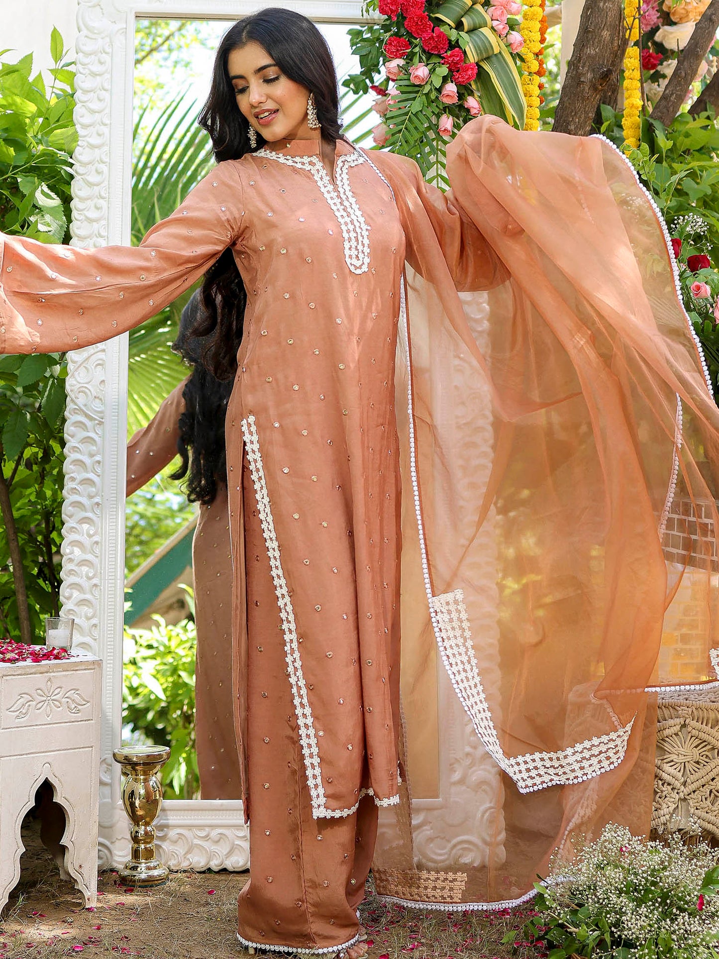 Brown Mirror Kurta Set