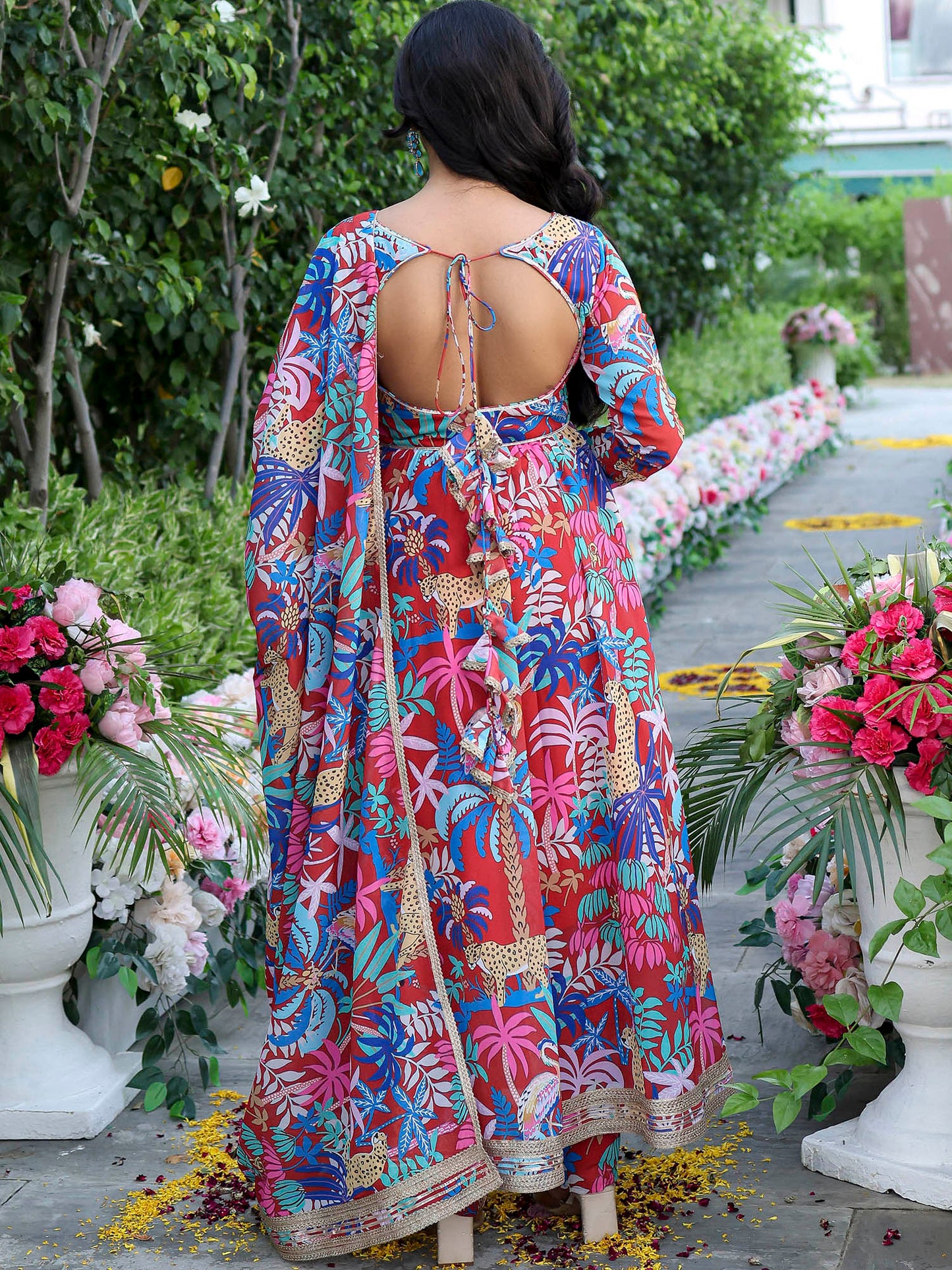 Maroon Printed Anarkali Set