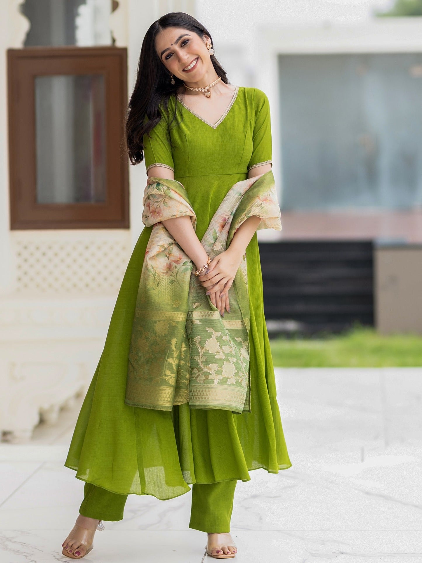Ethnic Olive Suit Set