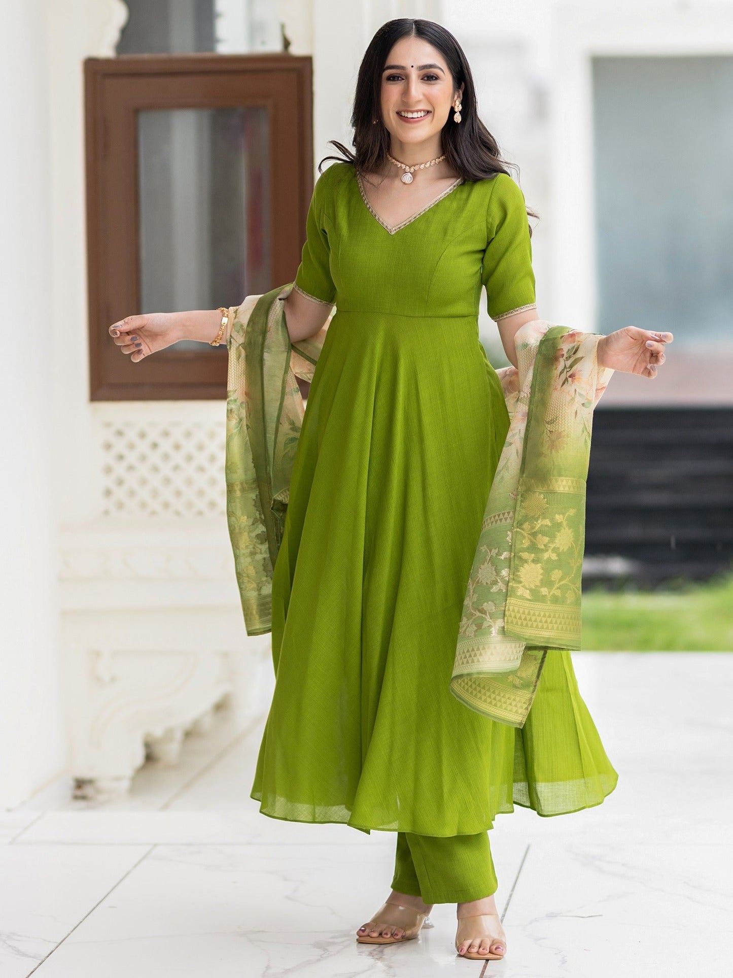 Ethnic Olive Suit Set