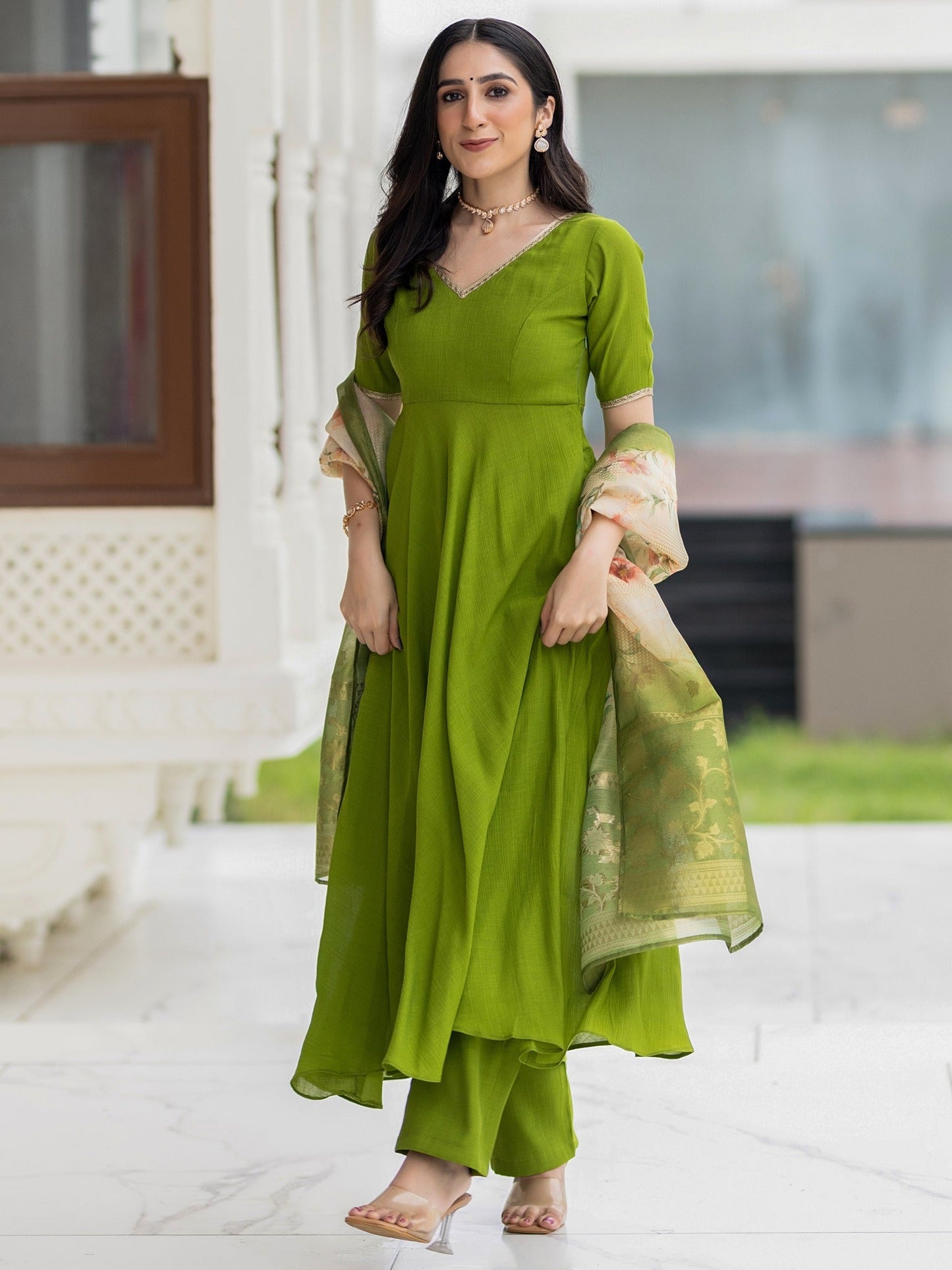 Ethnic Olive Suit Set