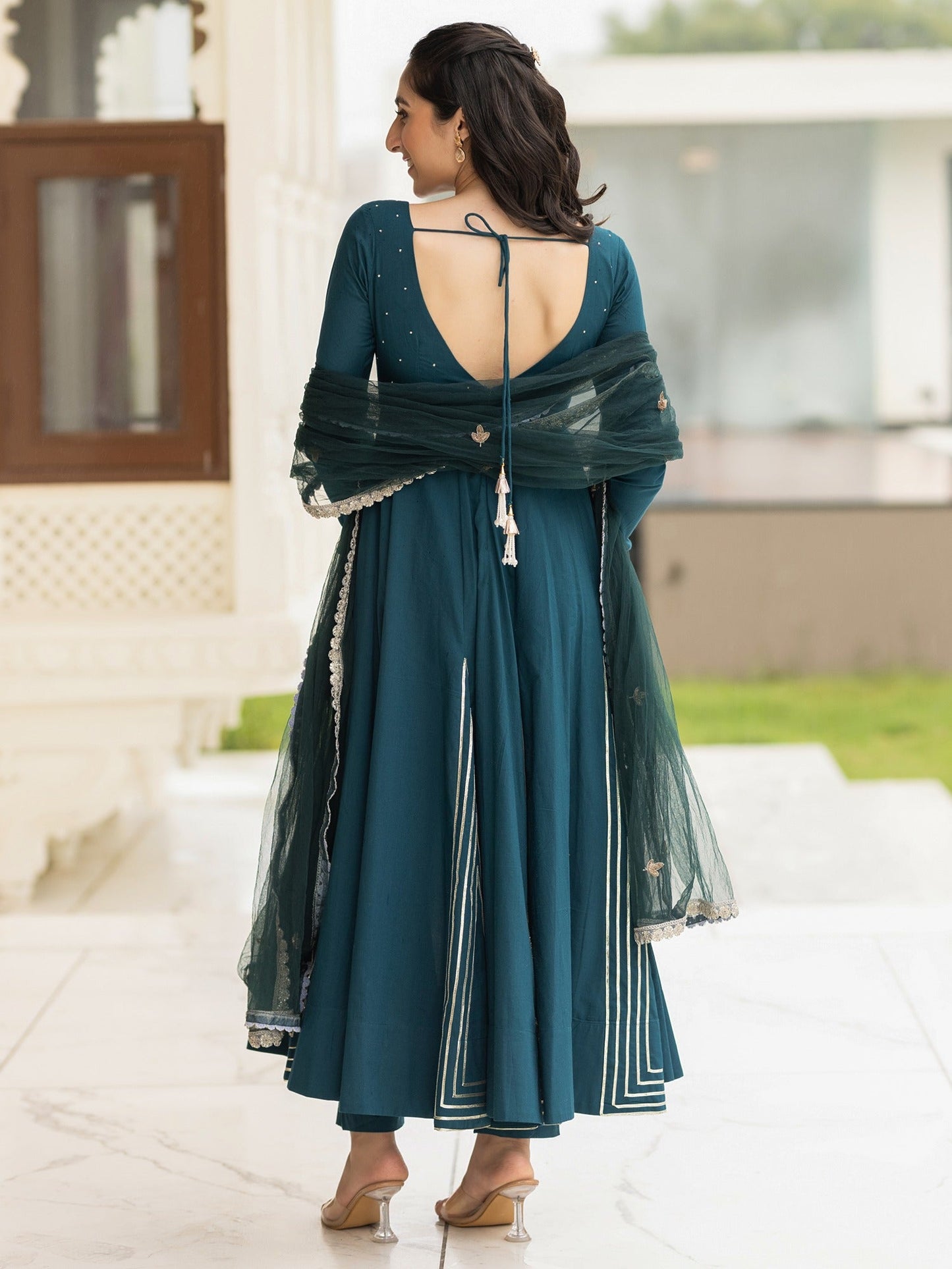 Cotton Teal Anarkali