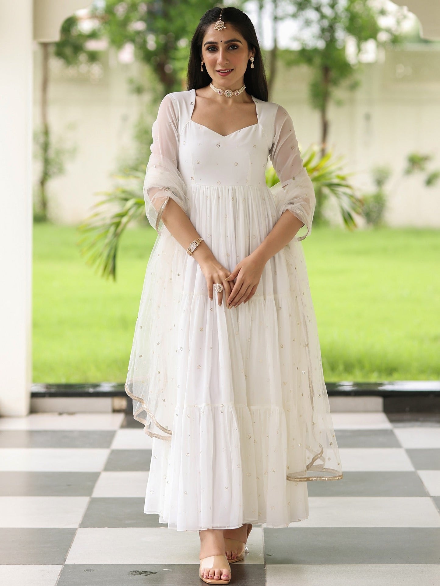 Meher White Anarkali