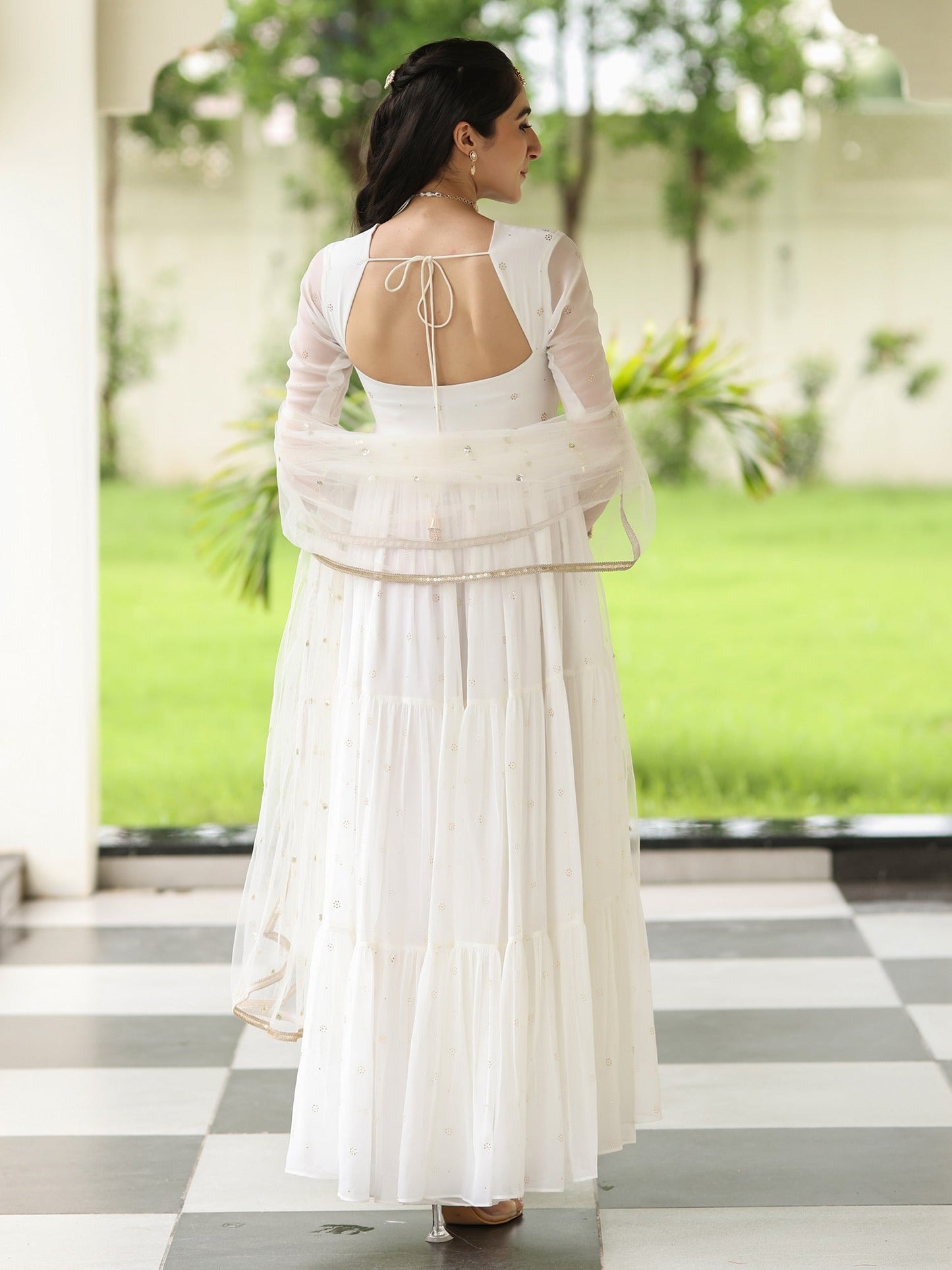 Meher White Anarkali