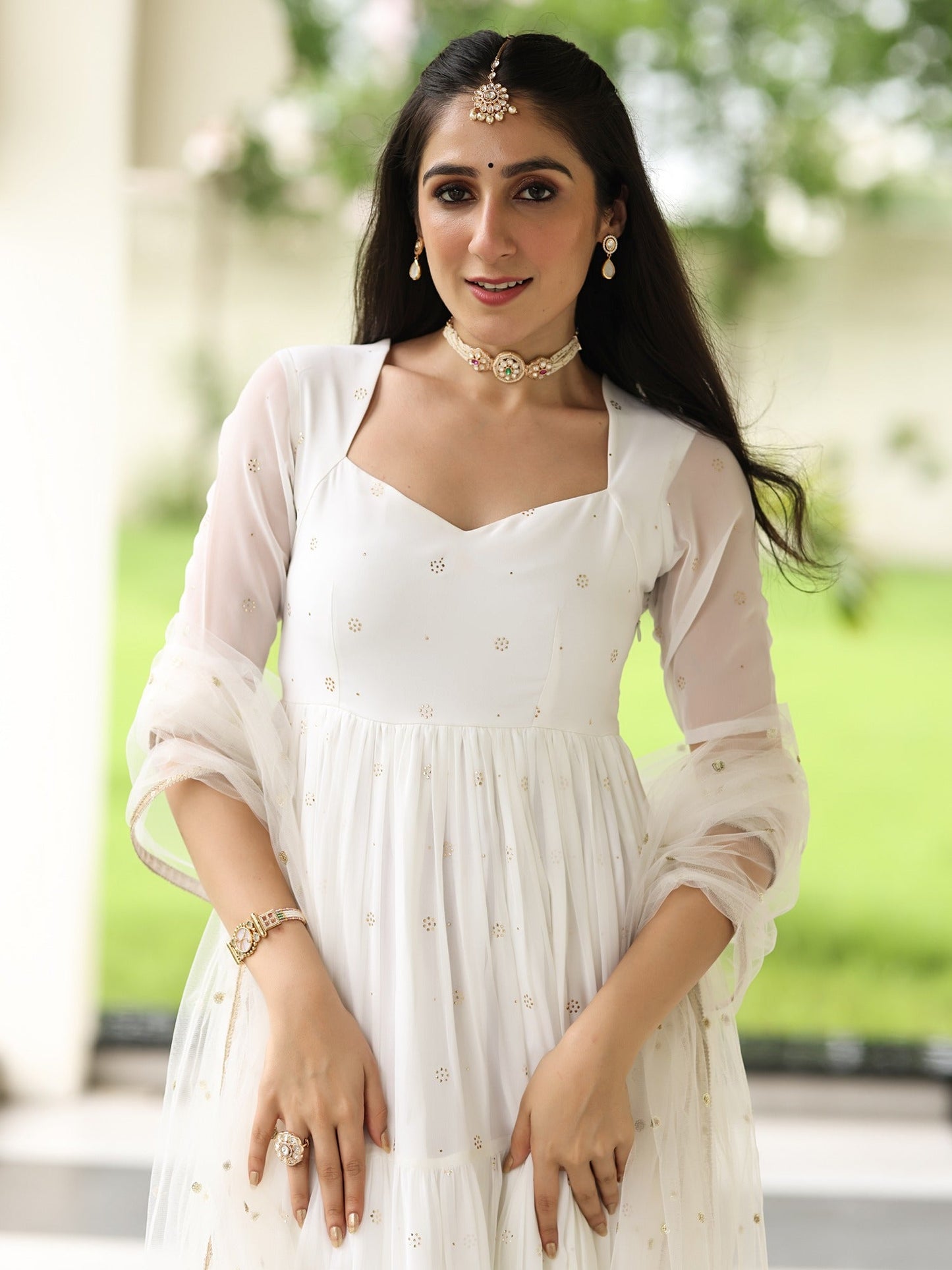 Meher White Anarkali