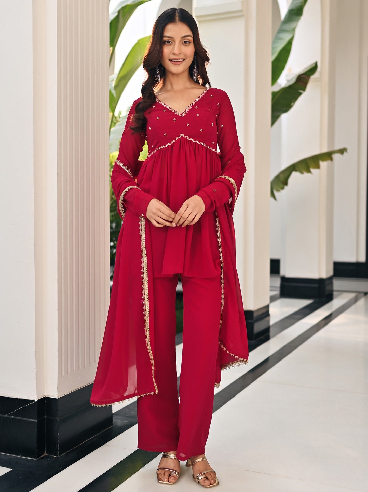 Phoolkari Maroon sharara