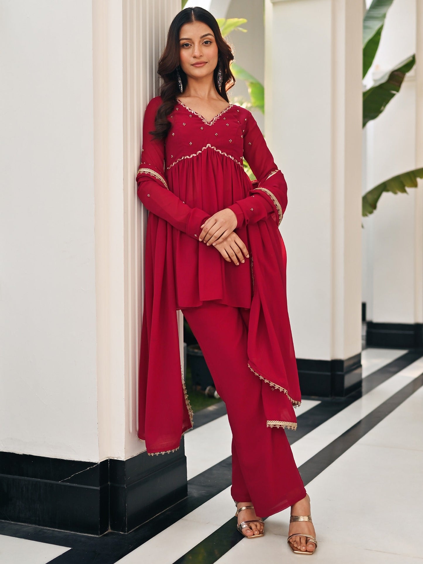 Phoolkari Maroon sharara
