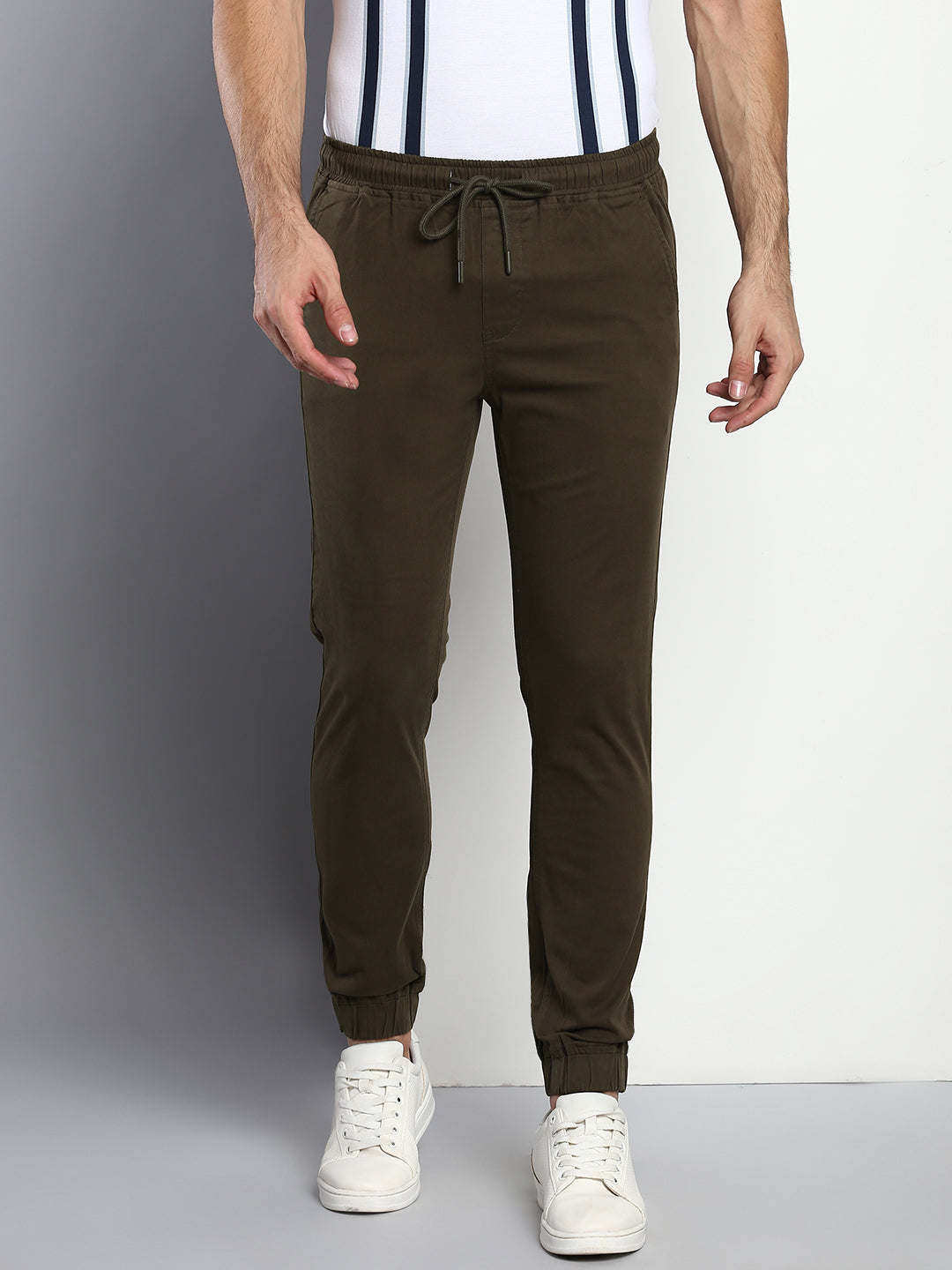 Men's Straight Fit Cotton Joggers (Olive)
