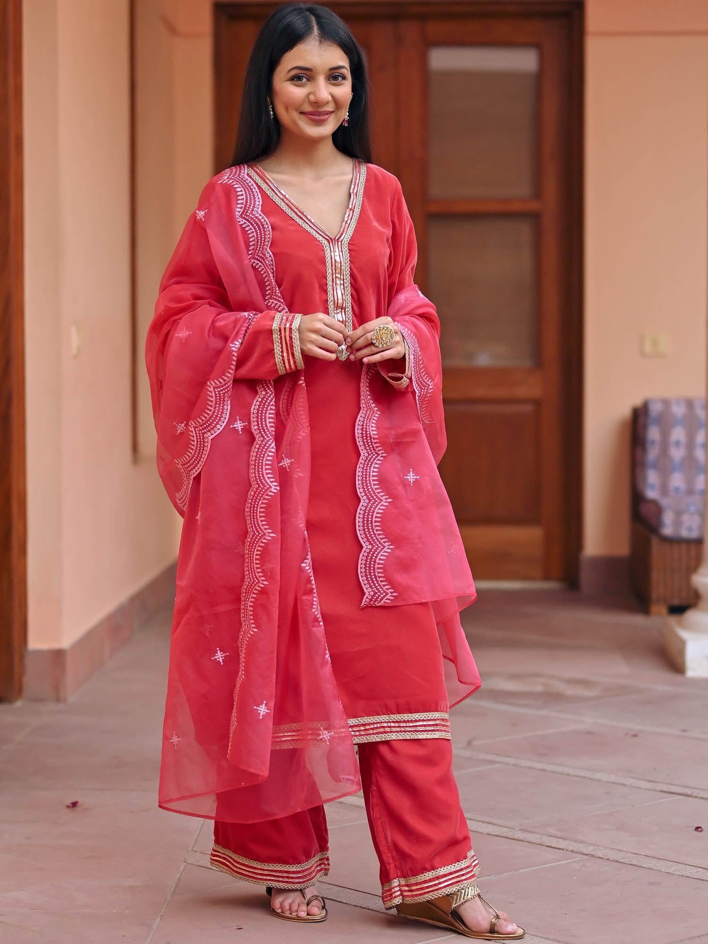 Brown Velvet Kurta Set