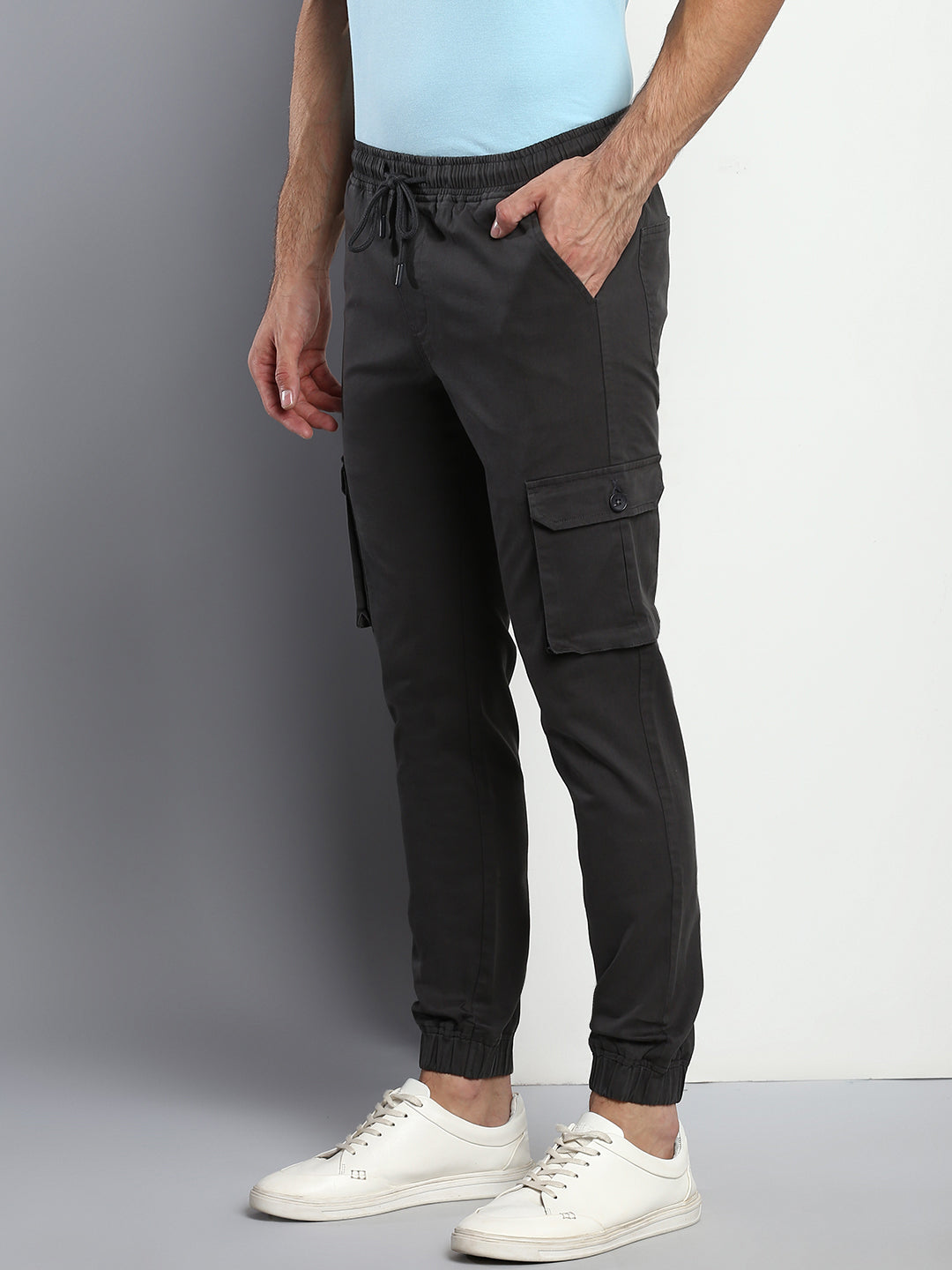 Men's Tapered Fit Cotton Joggers (Charcoal Grey)