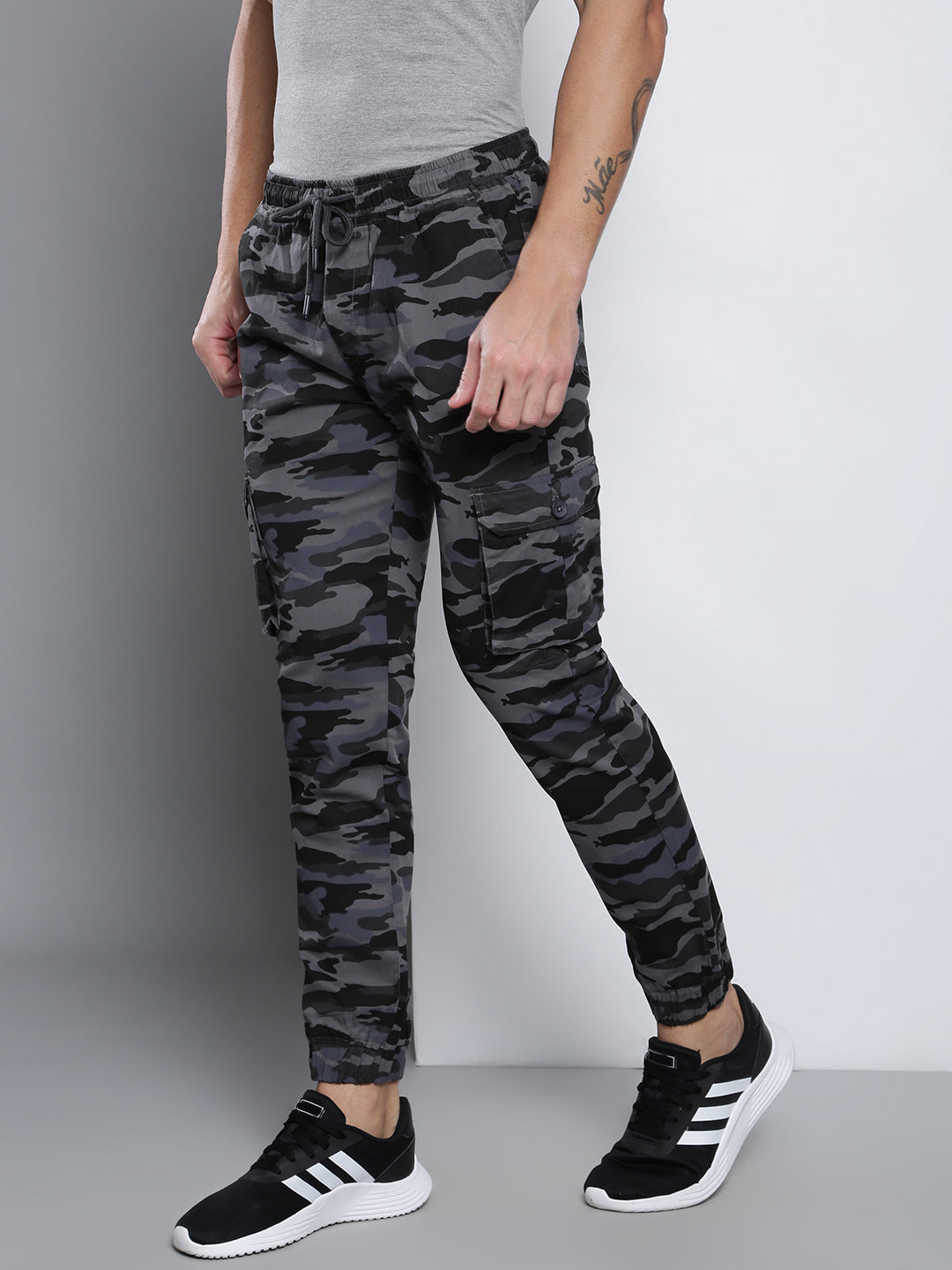 Men's Straight Fit Cotton Cargo Joggers (Natural Grey)