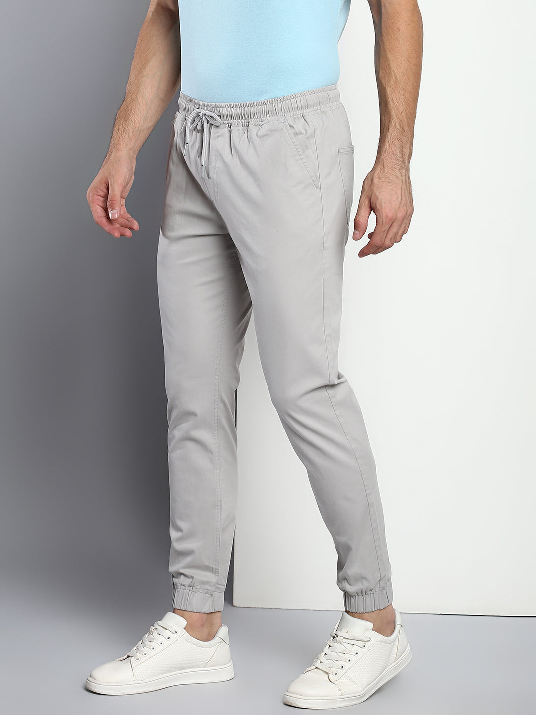 Men's Straight Fit Cotton Joggers (Lightgrey)