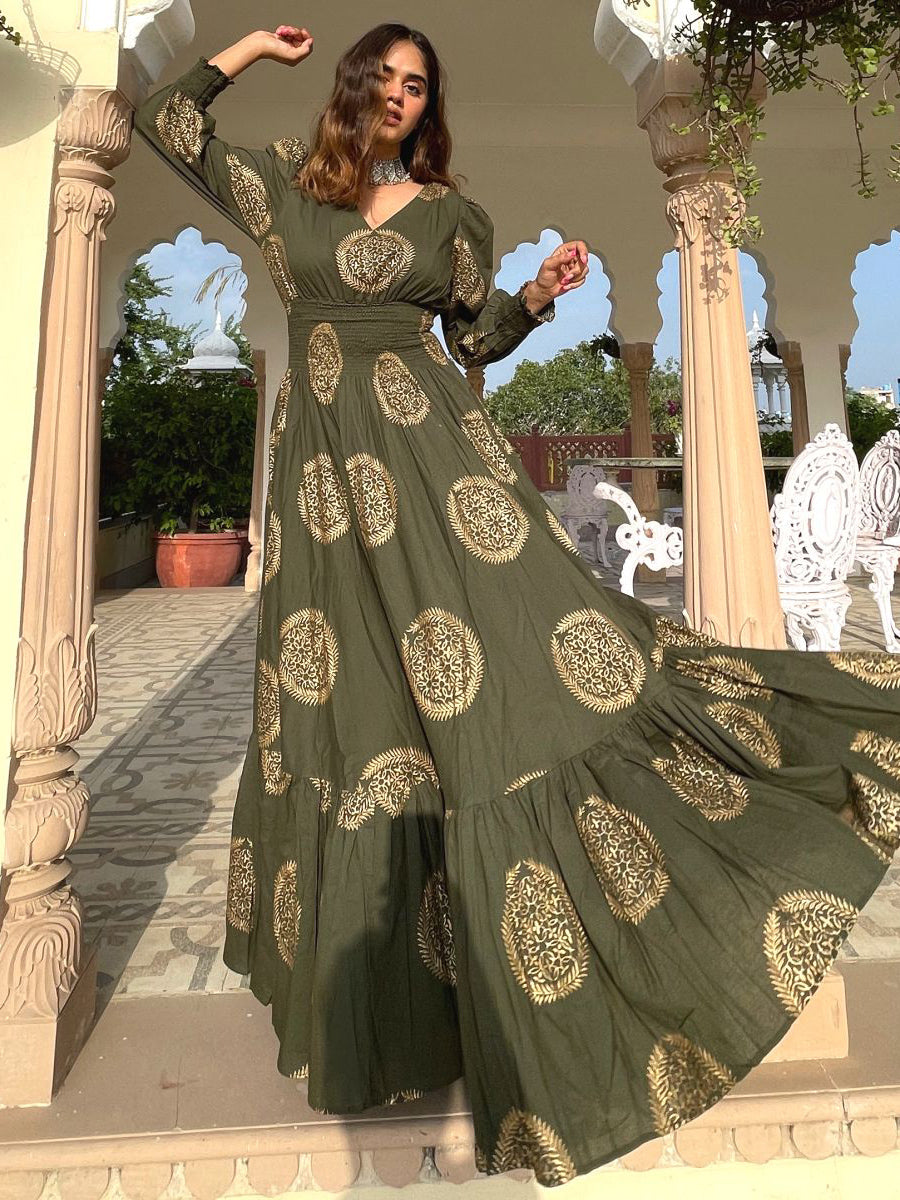 Green Printed Dress