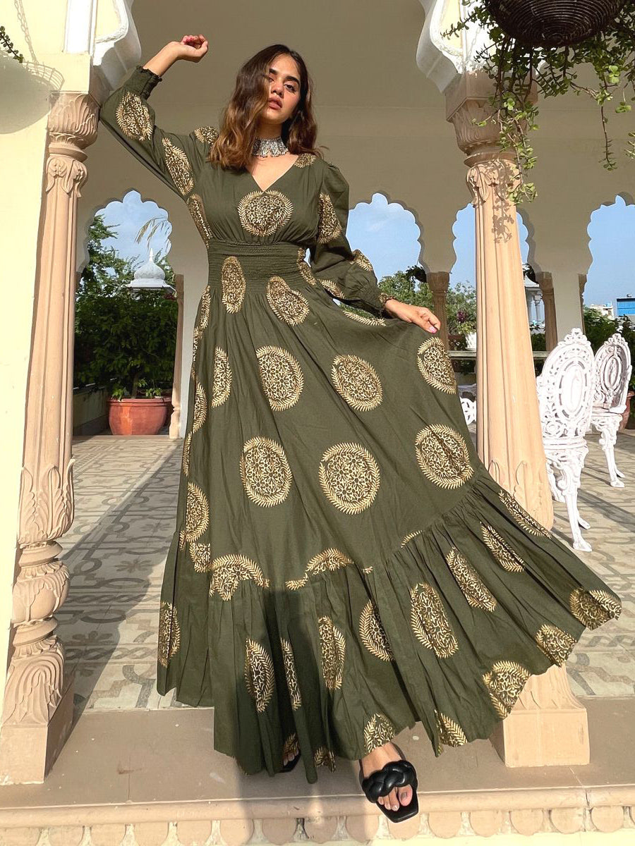 Green Printed Dress
