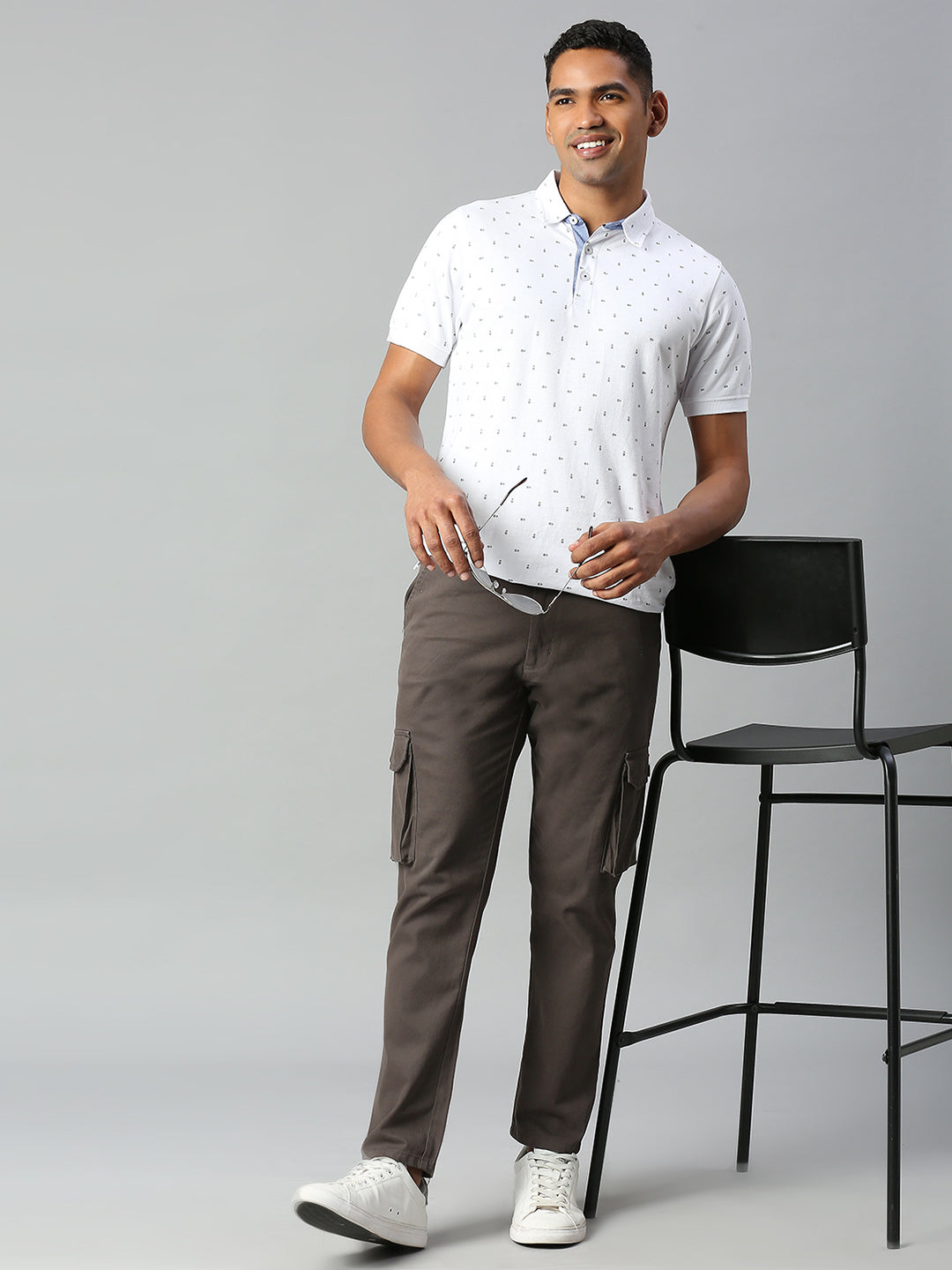 Men's Tapered Fit Cotton Cargo (Dark Grey)