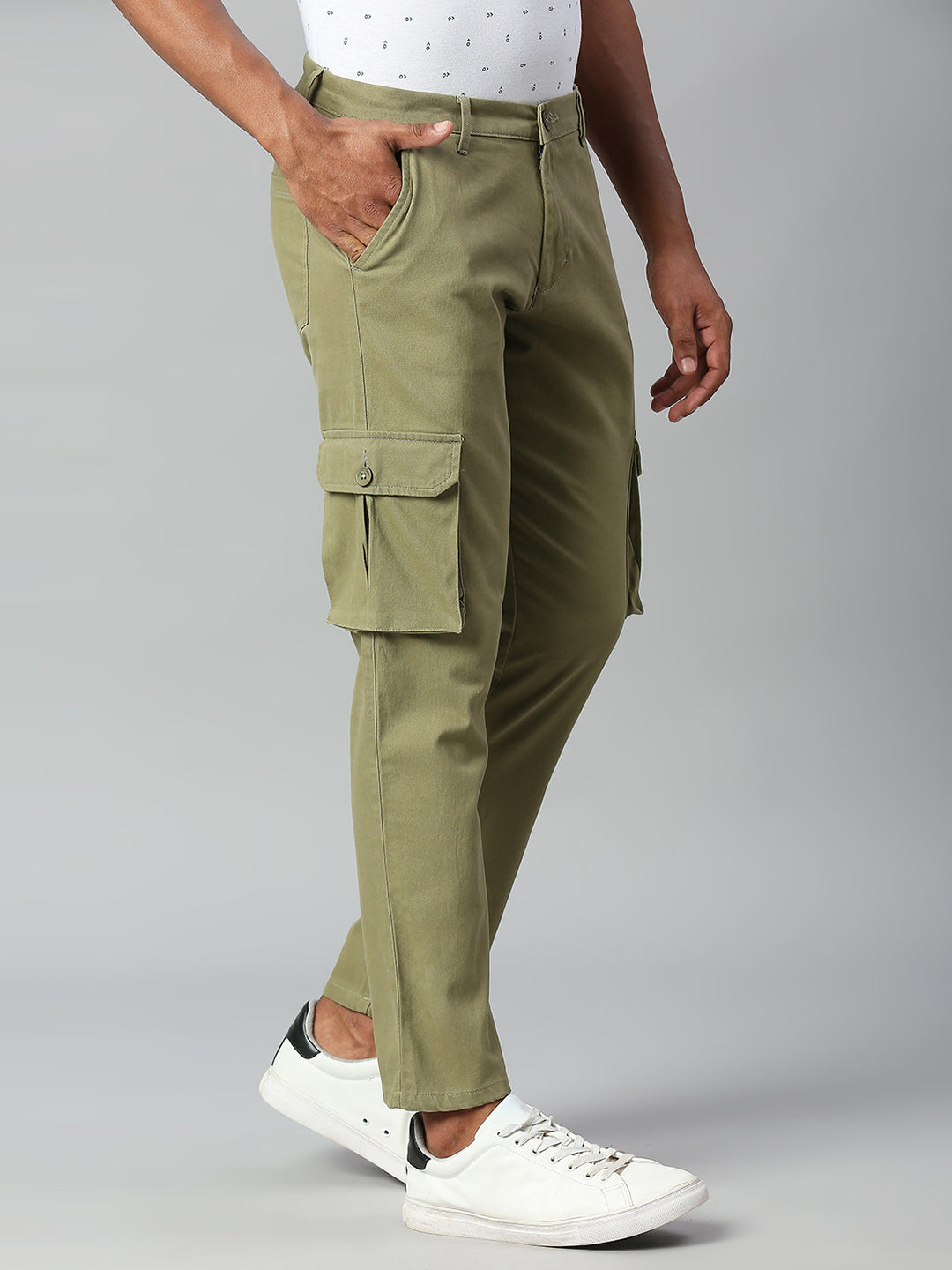 Men's Tapered Fit Cotton Cargo (Light Olive)