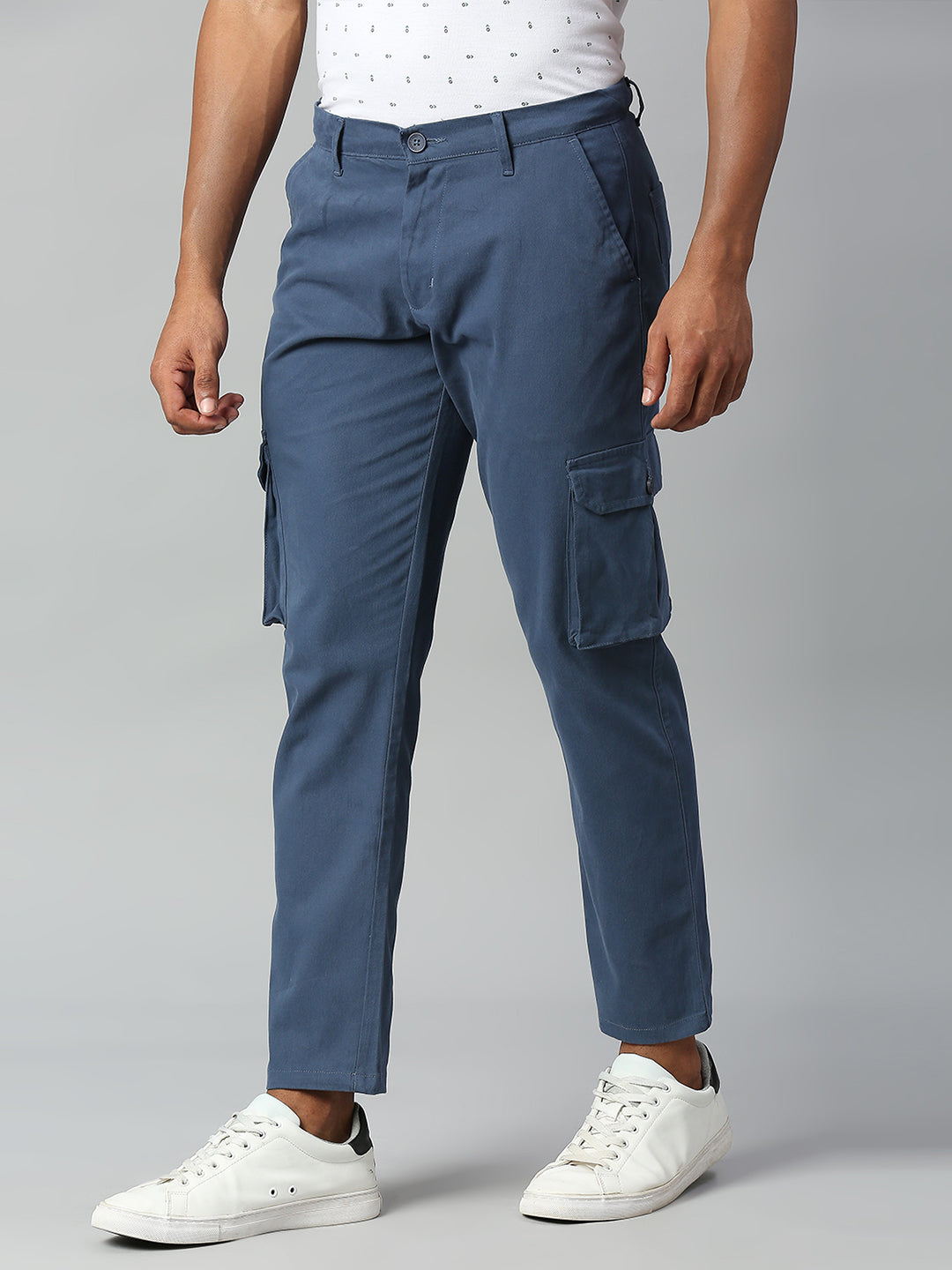 Men's Tapered Fit Cotton Cargo (Petrol Blue)