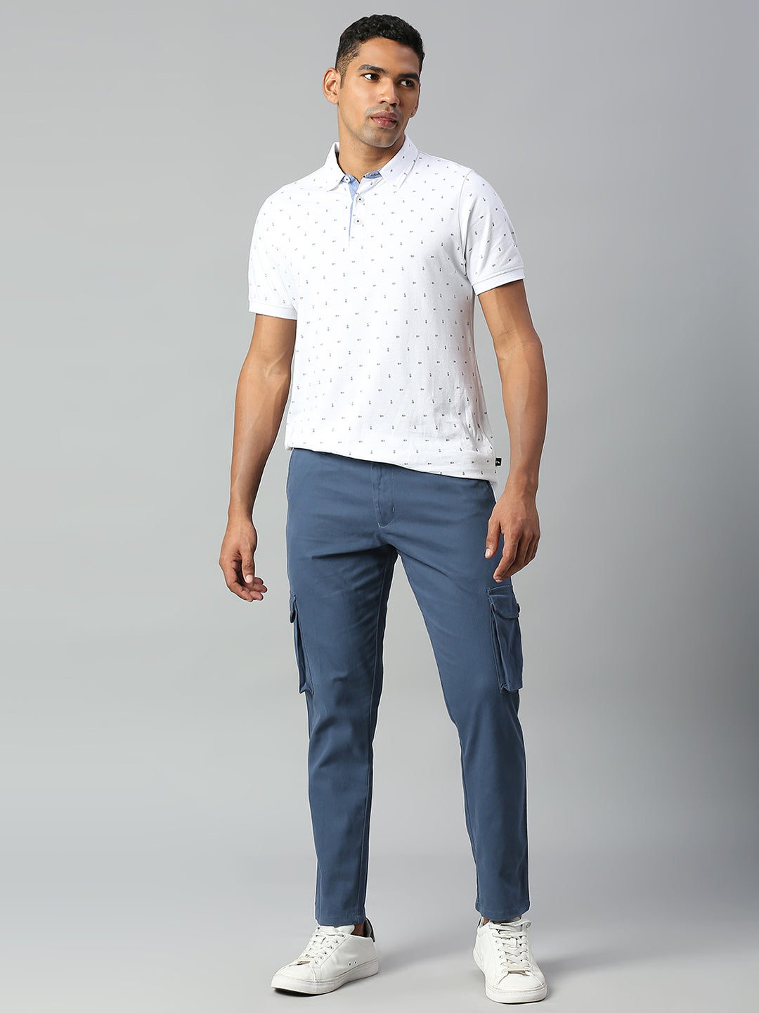 Men's Tapered Fit Cotton Cargo (Petrol Blue)