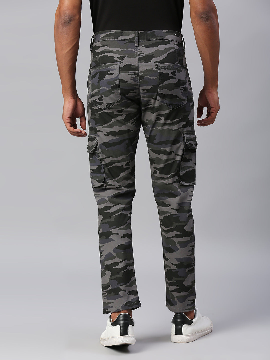 Men's Tapered Fit Camouflage Cotton Cargo (Natural Grey)