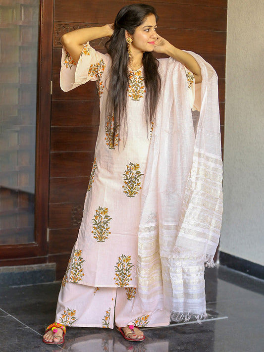 Cotton Muggal Butta Kurta Pant