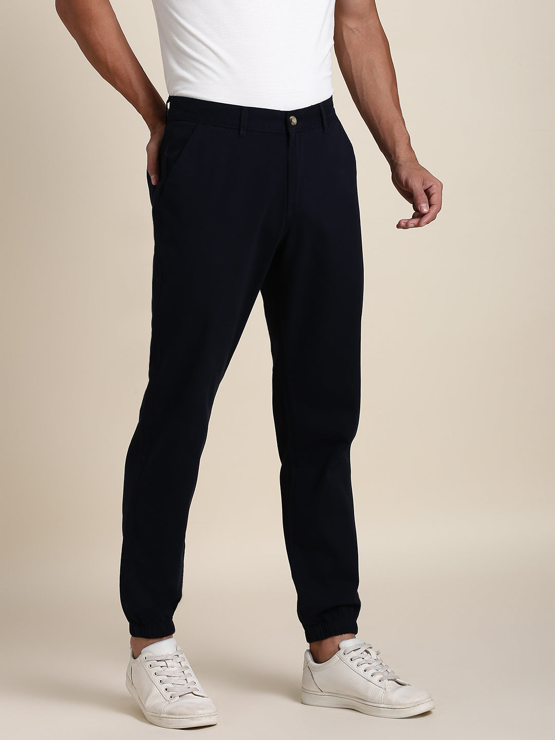 Men's Navy Joggers Comfortable Bottomwear With Smart Casual Look