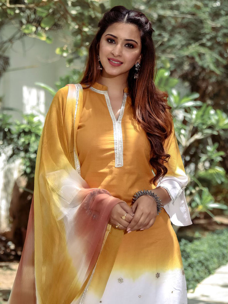 White Tie-Dye With Dupatta