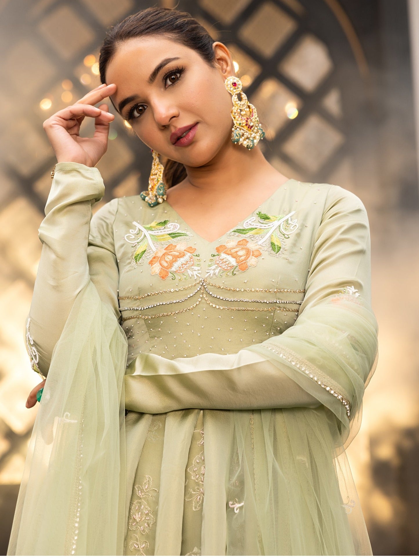 The Royals Green Anarkali Set