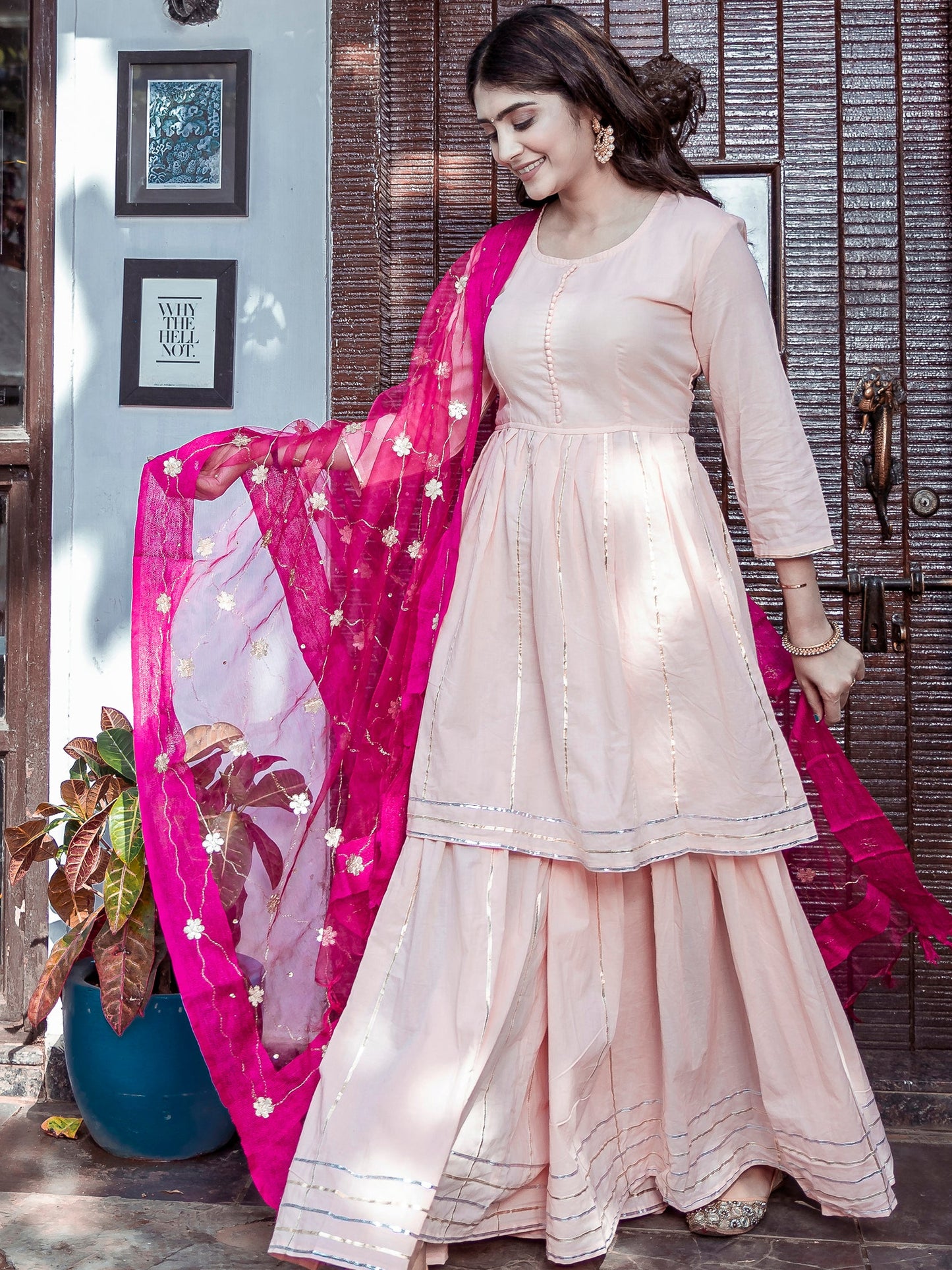 Peach Kurta Sharara Set