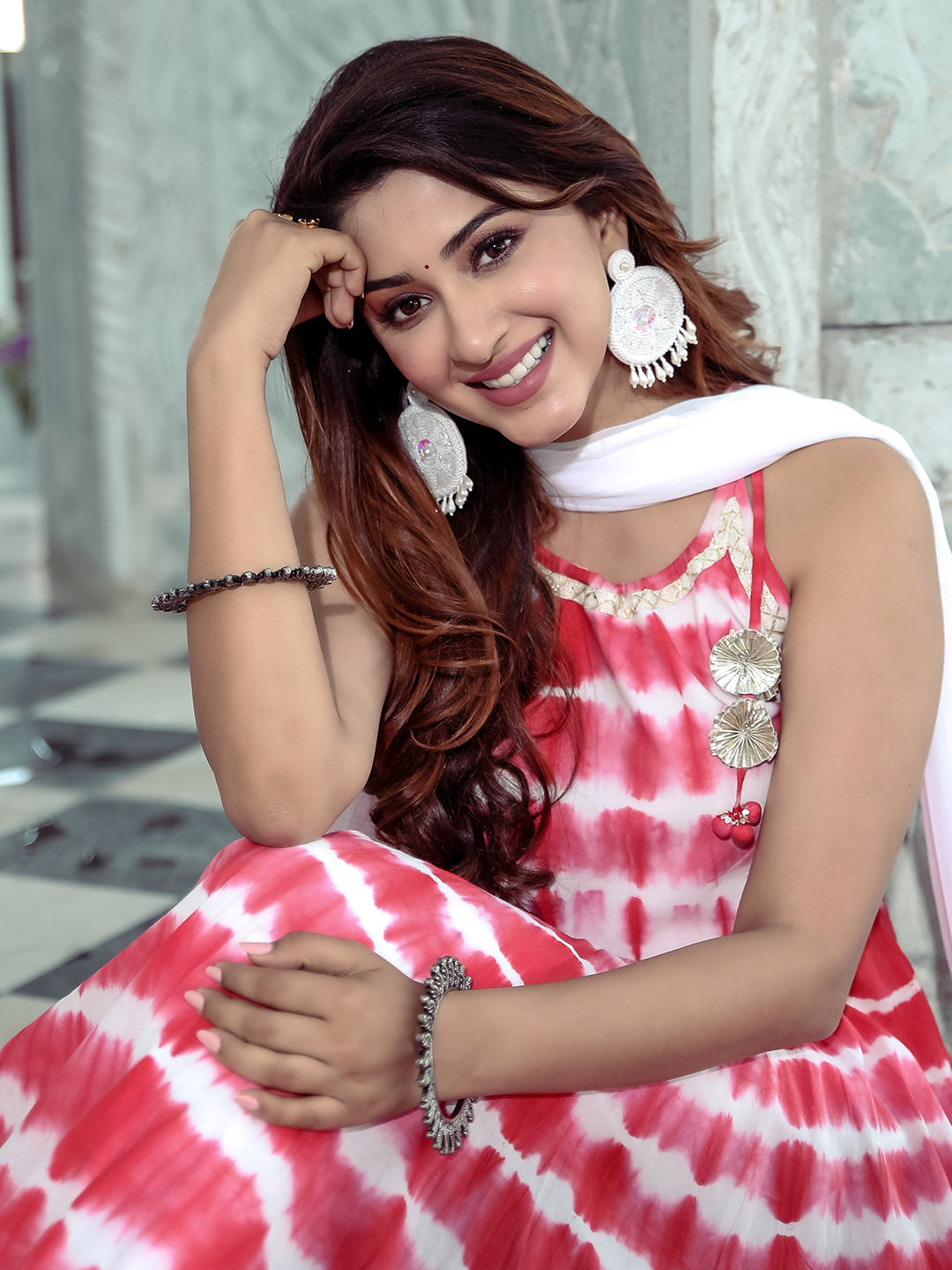Pink Tie-Dye Anarkali Set
