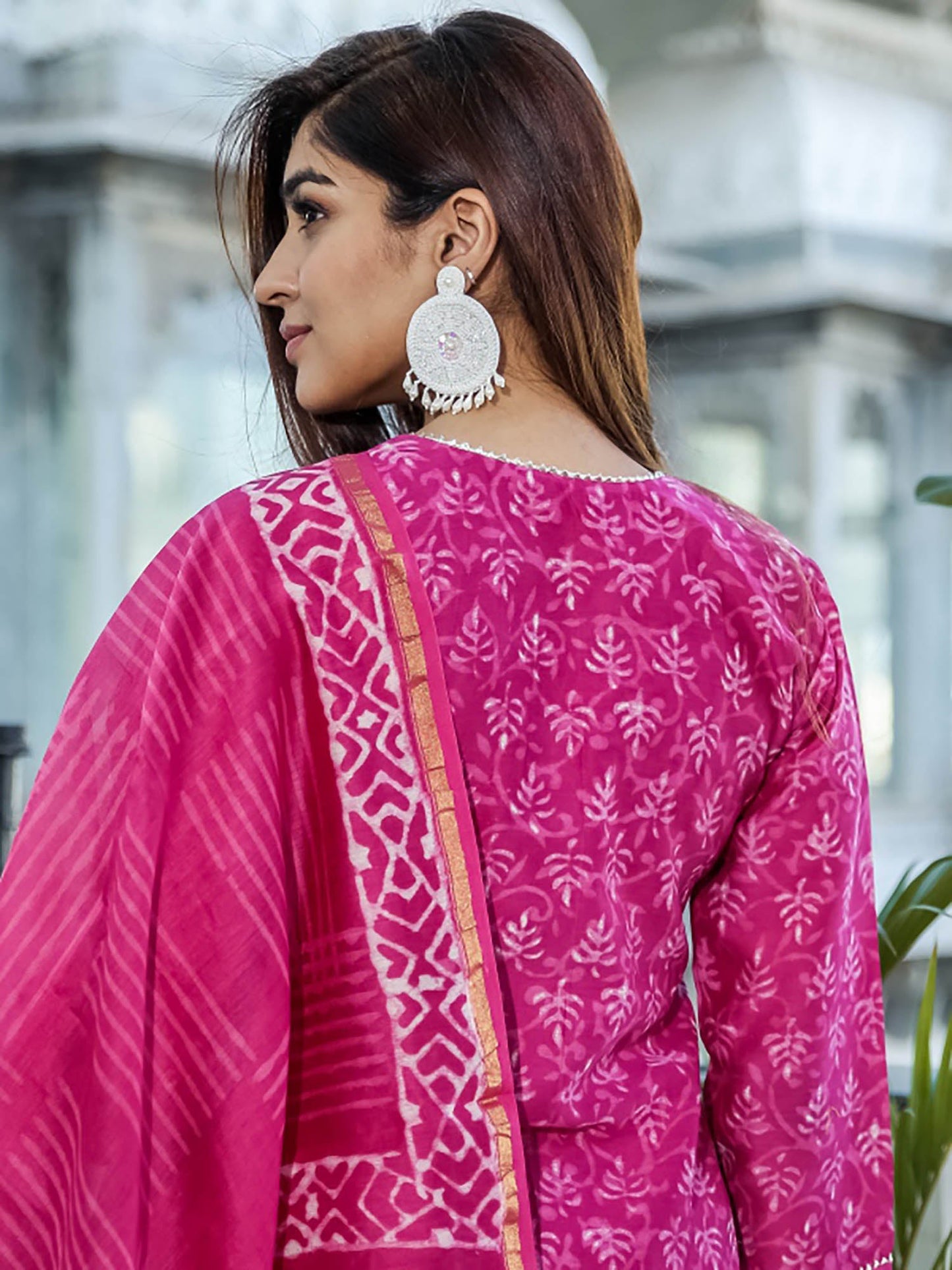 Pink Chanderi Suit Set