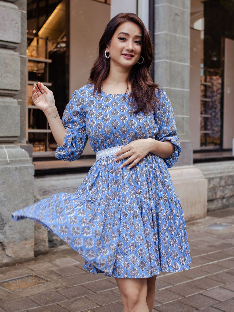 Blue Printed Dress