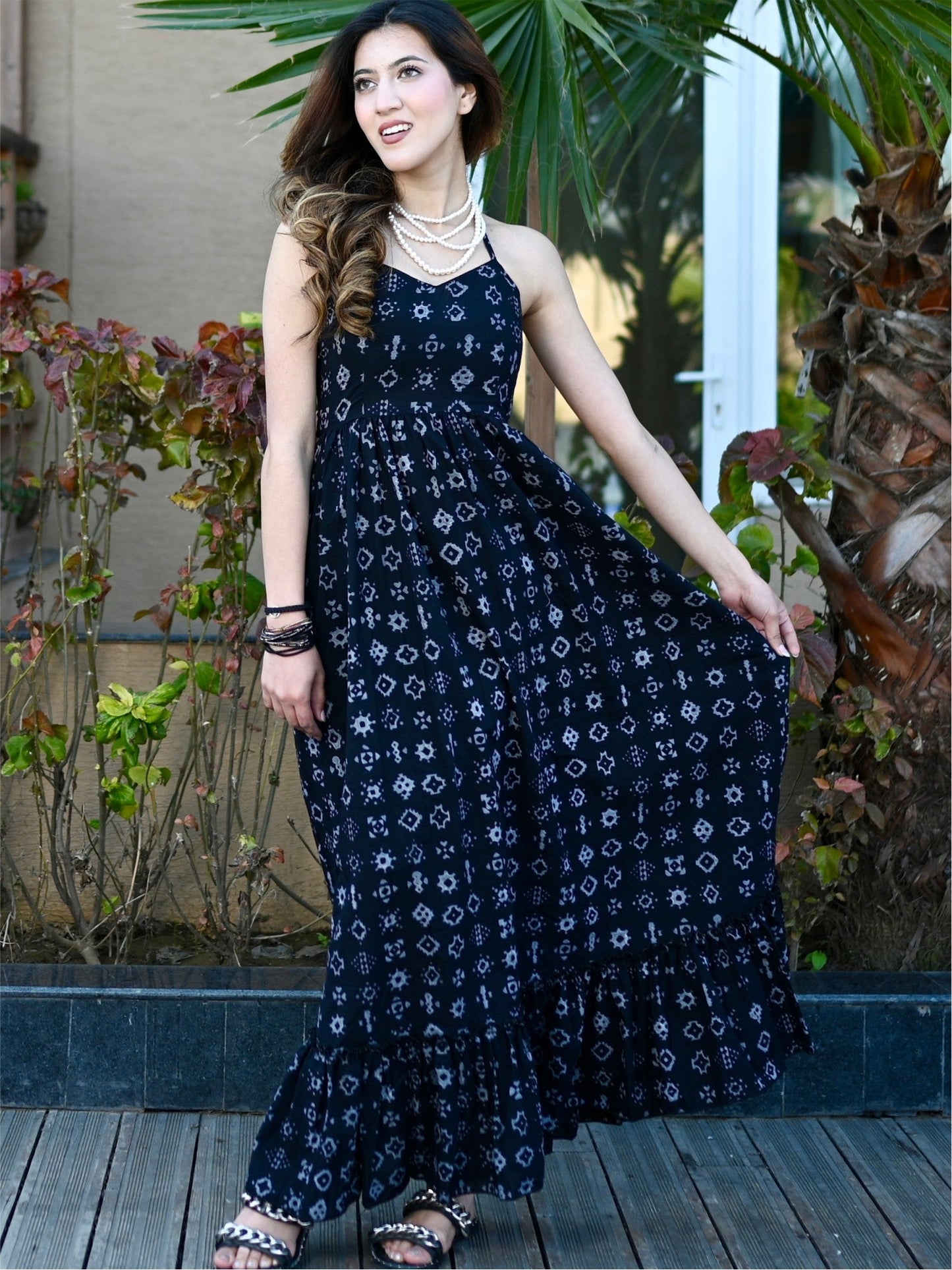 Black Printed Long Dress