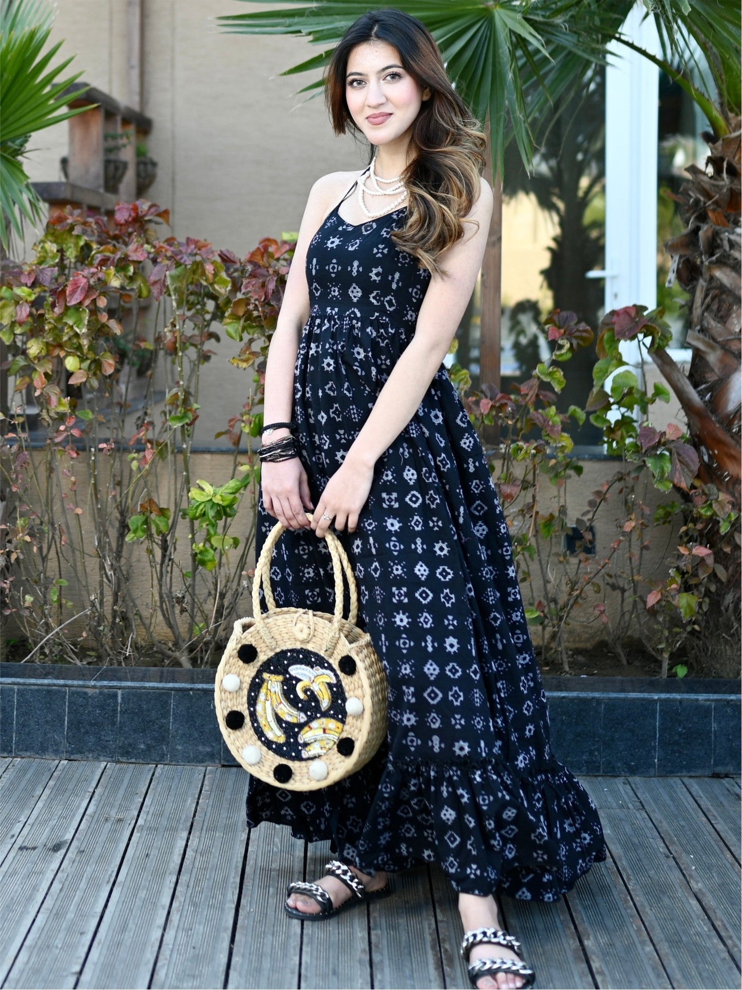 Black Printed Long Dress