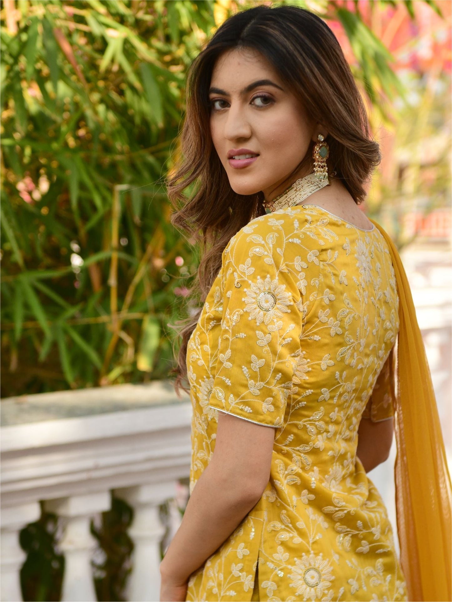 Yellow Embroidered Kurta and Palazzo Set