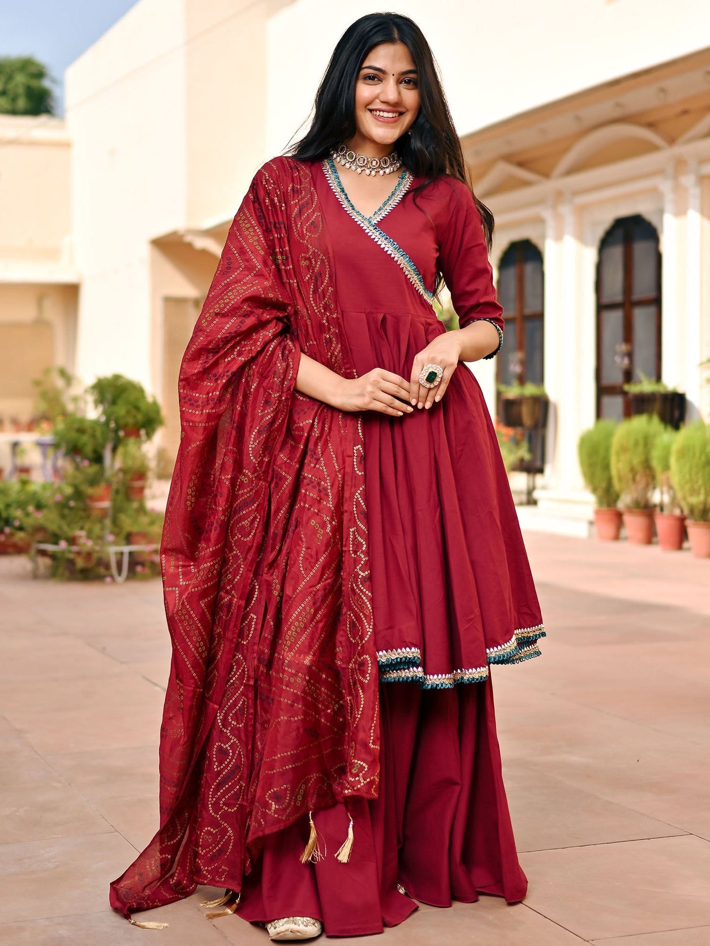 Maroon Sharara Set