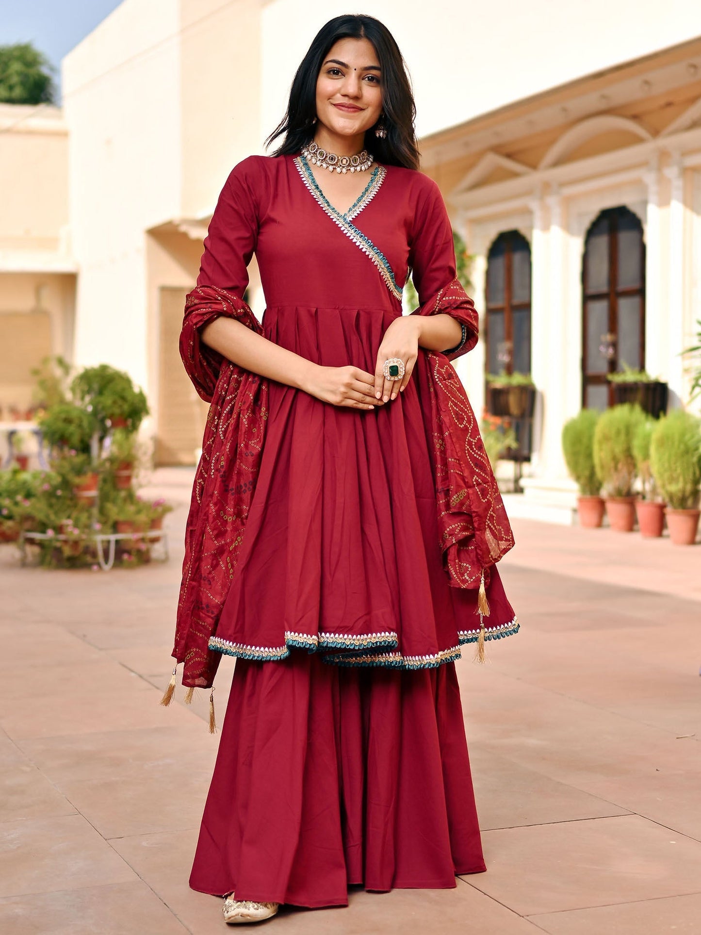 Maroon Sharara Set