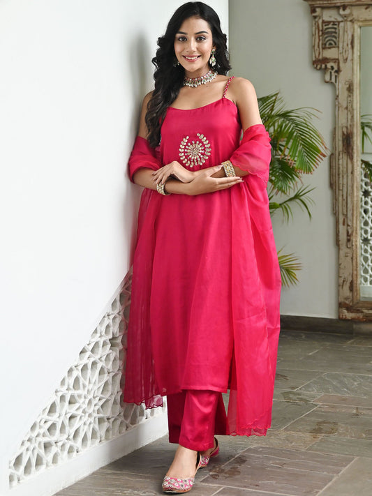 Hot Pink Handwork Kurta Set