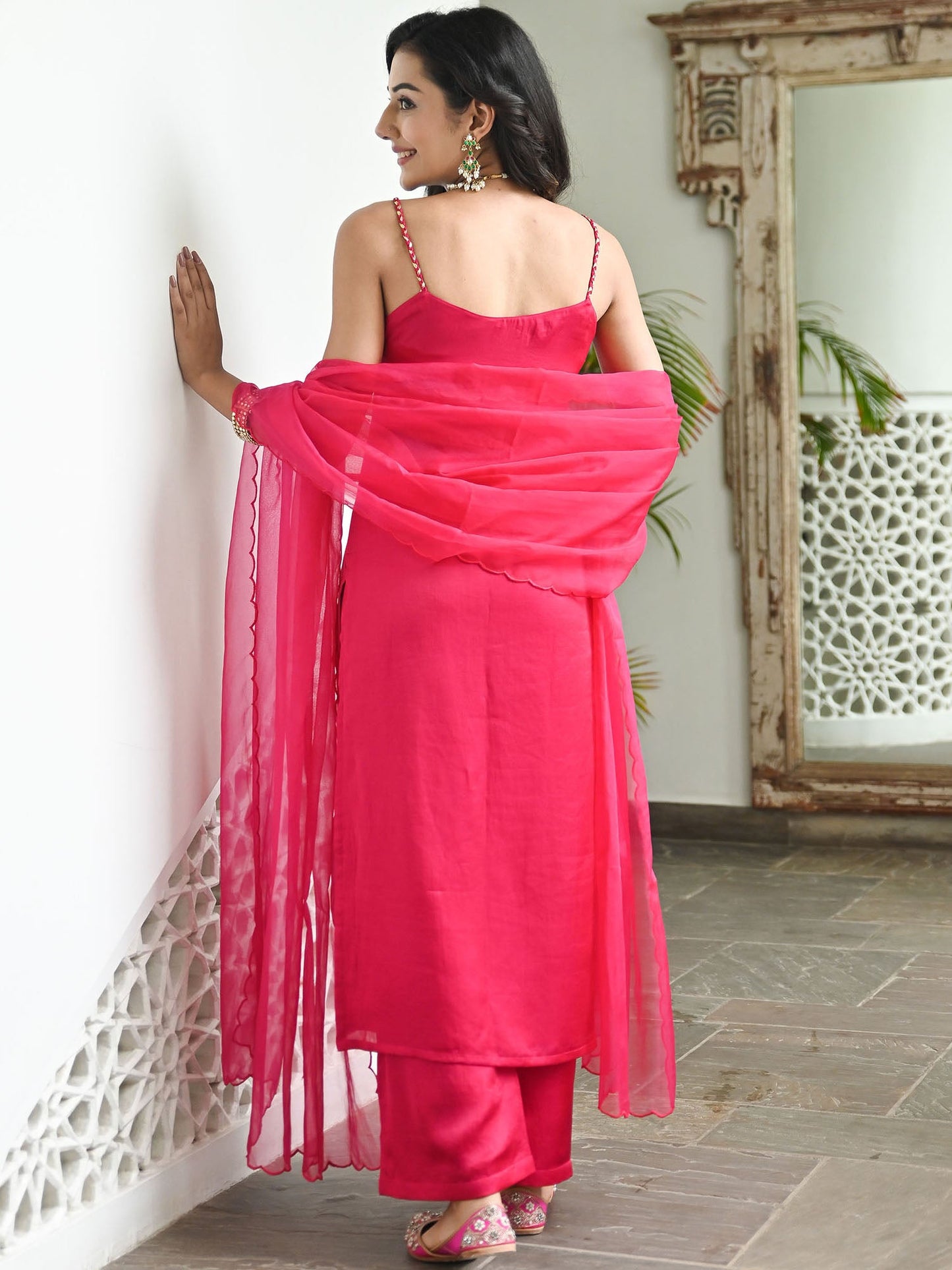 Hot Pink Handwork Kurta Set